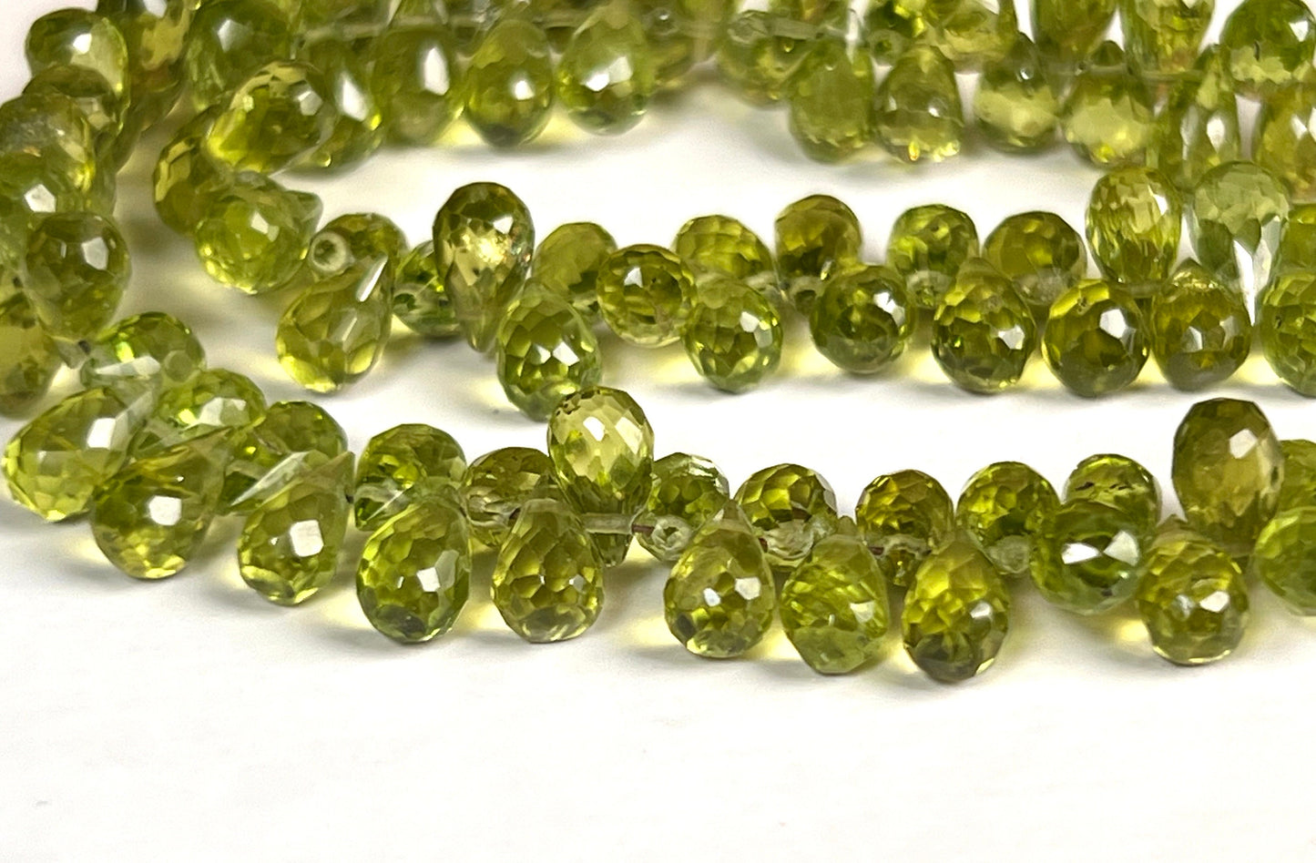 Peridot Briolette drop AAA quality Faceted Teardrop 4-5x6.5-8mm Gemstone Jewelry Making Beads 10 pcs, 20 pcs