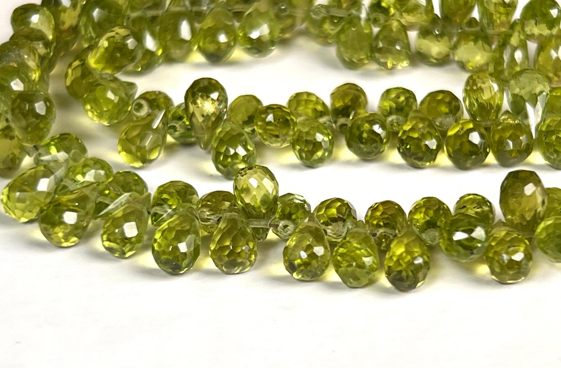 Peridot Briolette drop AAA quality Faceted Teardrop 4-5x6.5-8mm Gemstone Jewelry Making Beads 10 pcs, 20 pcs