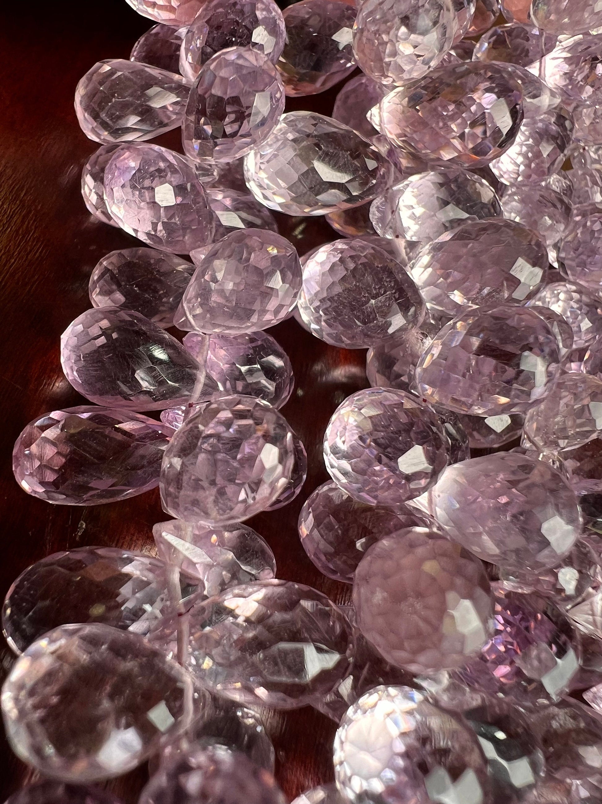 Natural Pink Amethyst Faceted tear drop 6.5x10-8.5x13.5-14mm icy lavender pink for Jewelry Making Gemstone Beads10, 20, 30 pcs