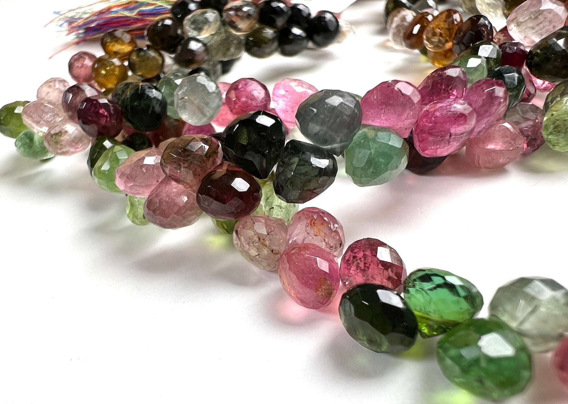 Multi Tourmaline Faceted onion drop 6-6.5mm Jewelry Making drop beads, AAA Quality Gems. 30 pcs, 60 pcs