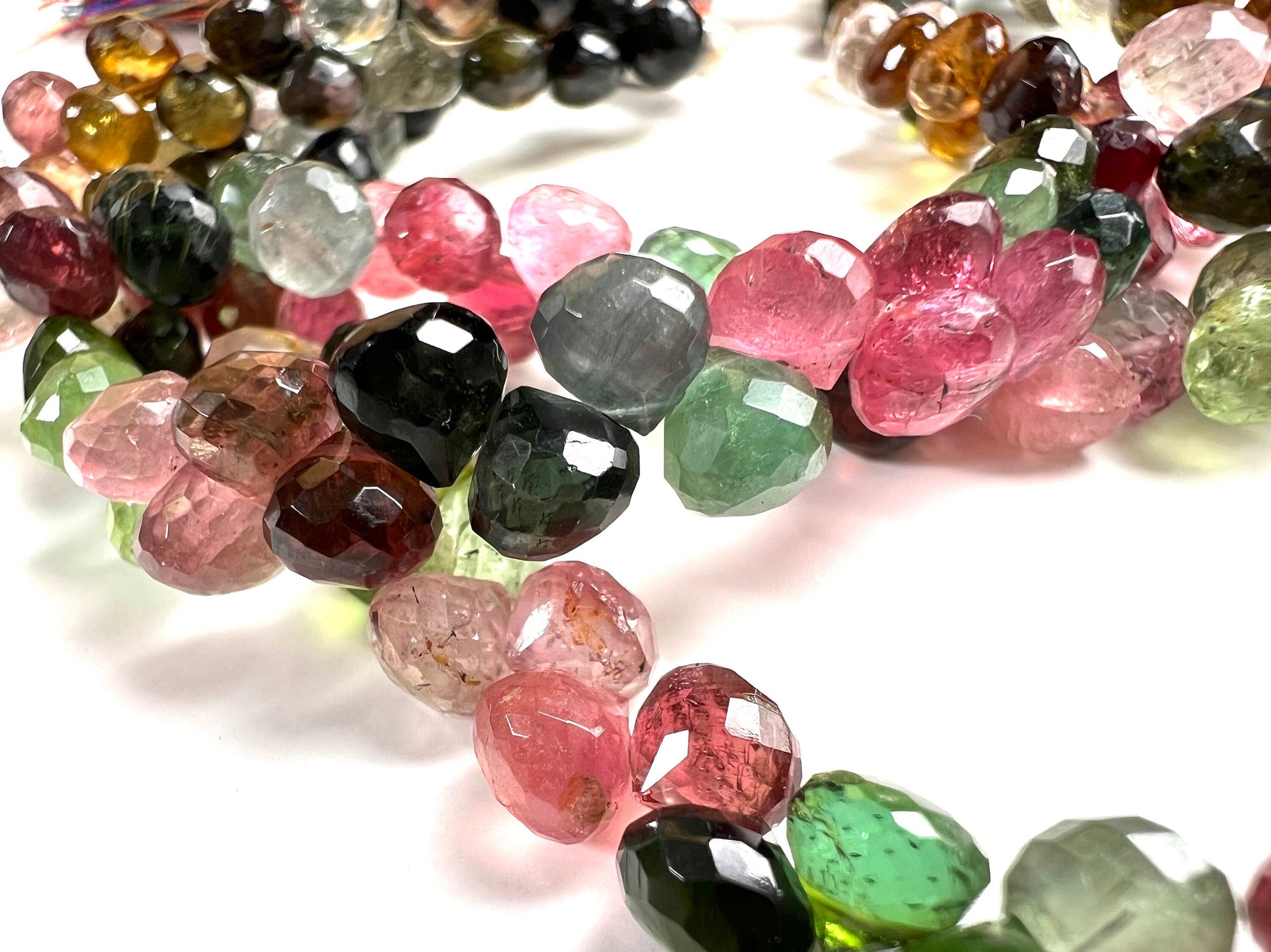 Multi Tourmaline Faceted onion drop 6-6.5mm Jewelry Making drop beads, AAA Quality Gems. 30 pcs, 60 pcs