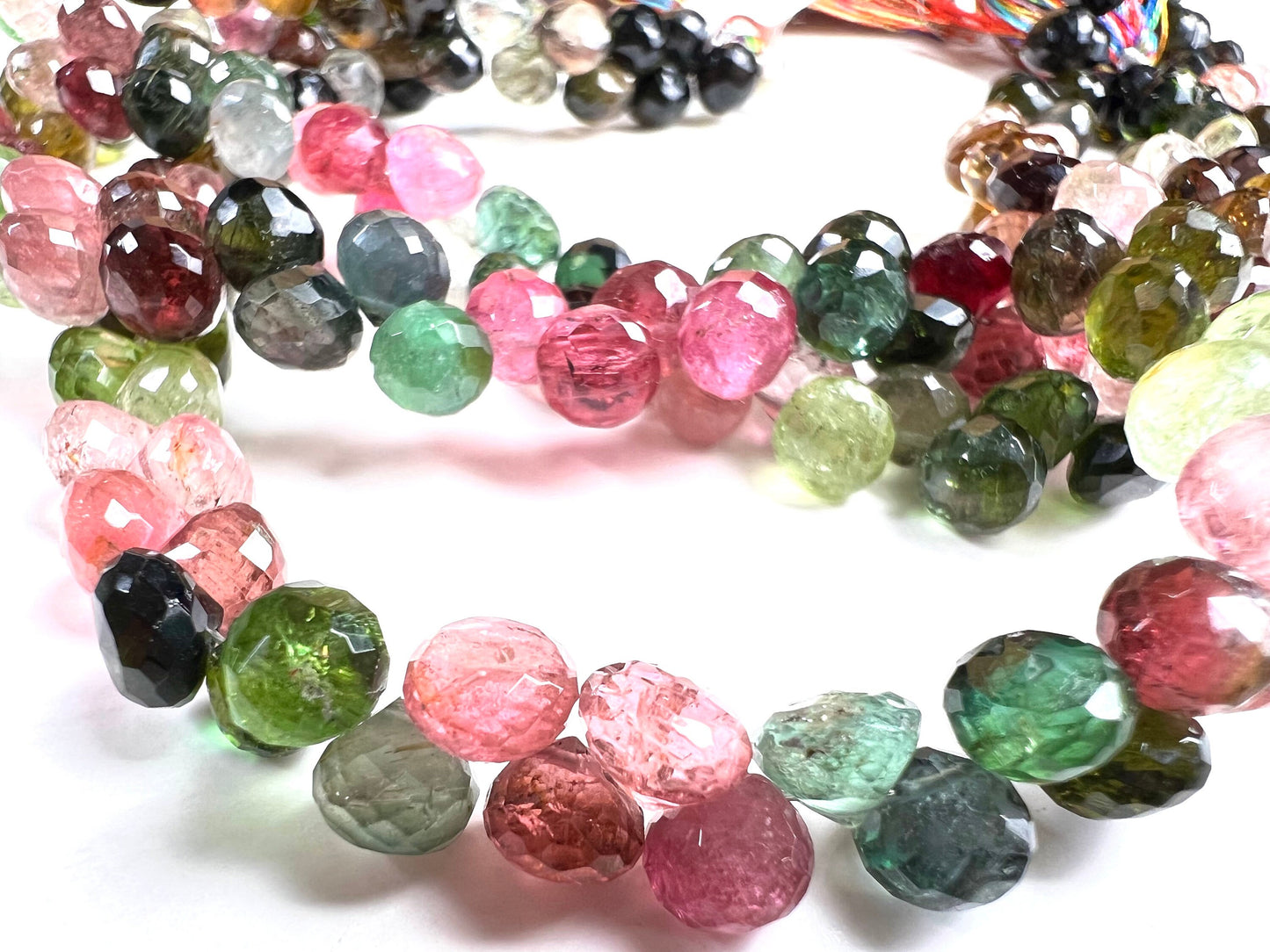 Multi Tourmaline Faceted onion drop 6-6.5mm Jewelry Making drop beads, AAA Quality Gems. 30 pcs, 60 pcs