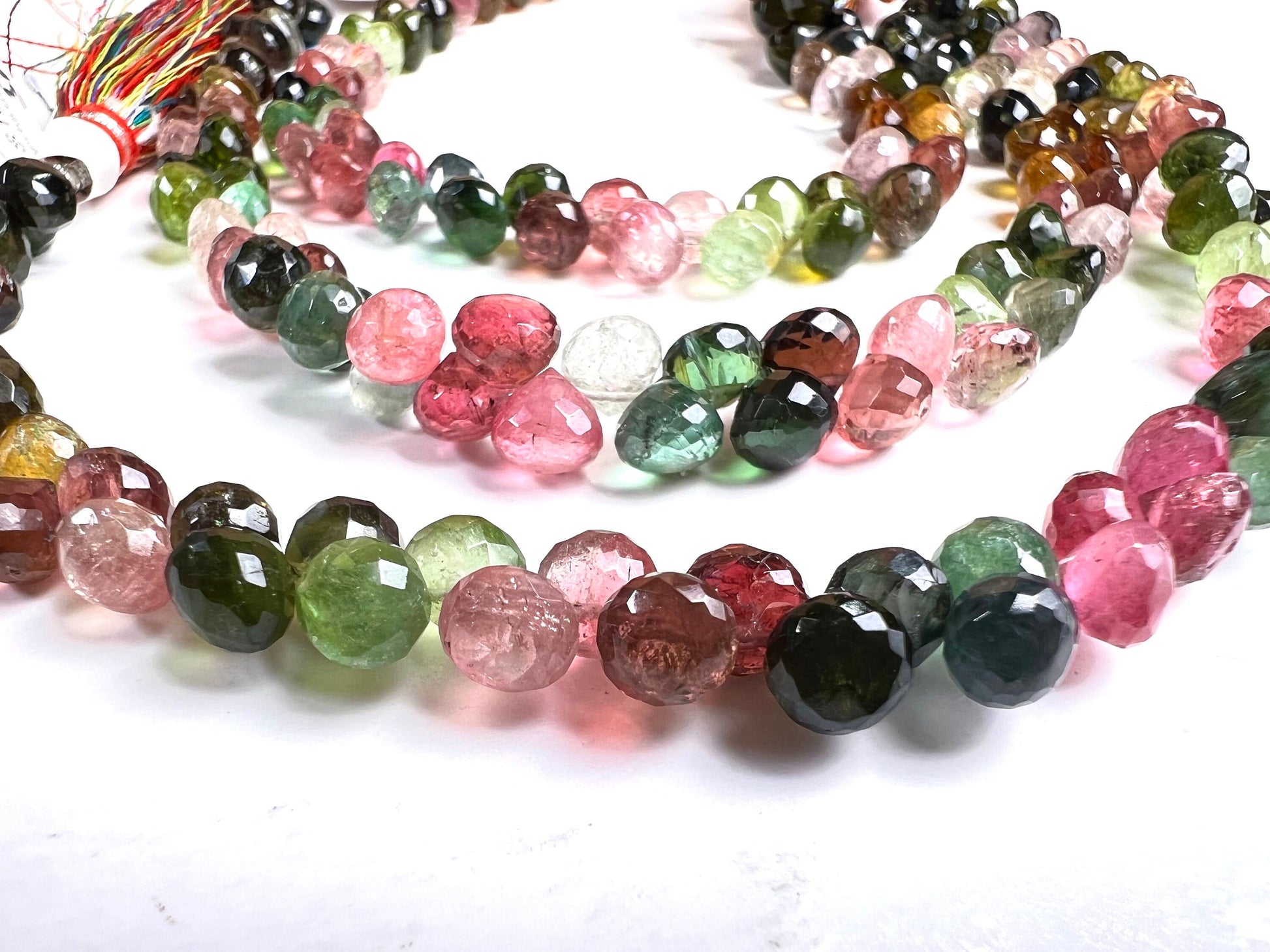 Multi Tourmaline Faceted onion drop 6-6.5mm Jewelry Making drop beads, AAA Quality Gems. 30 pcs, 60 pcs