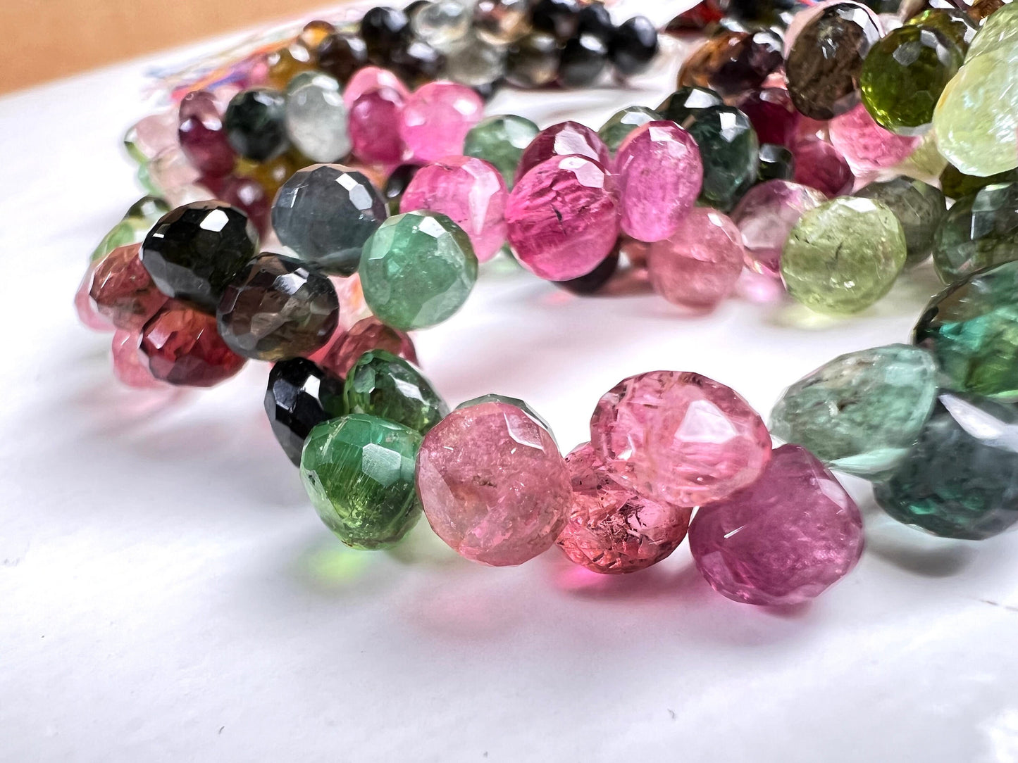 Multi Tourmaline Faceted onion drop 6-6.5mm Jewelry Making drop beads, AAA Quality Gems. 30 pcs, 60 pcs