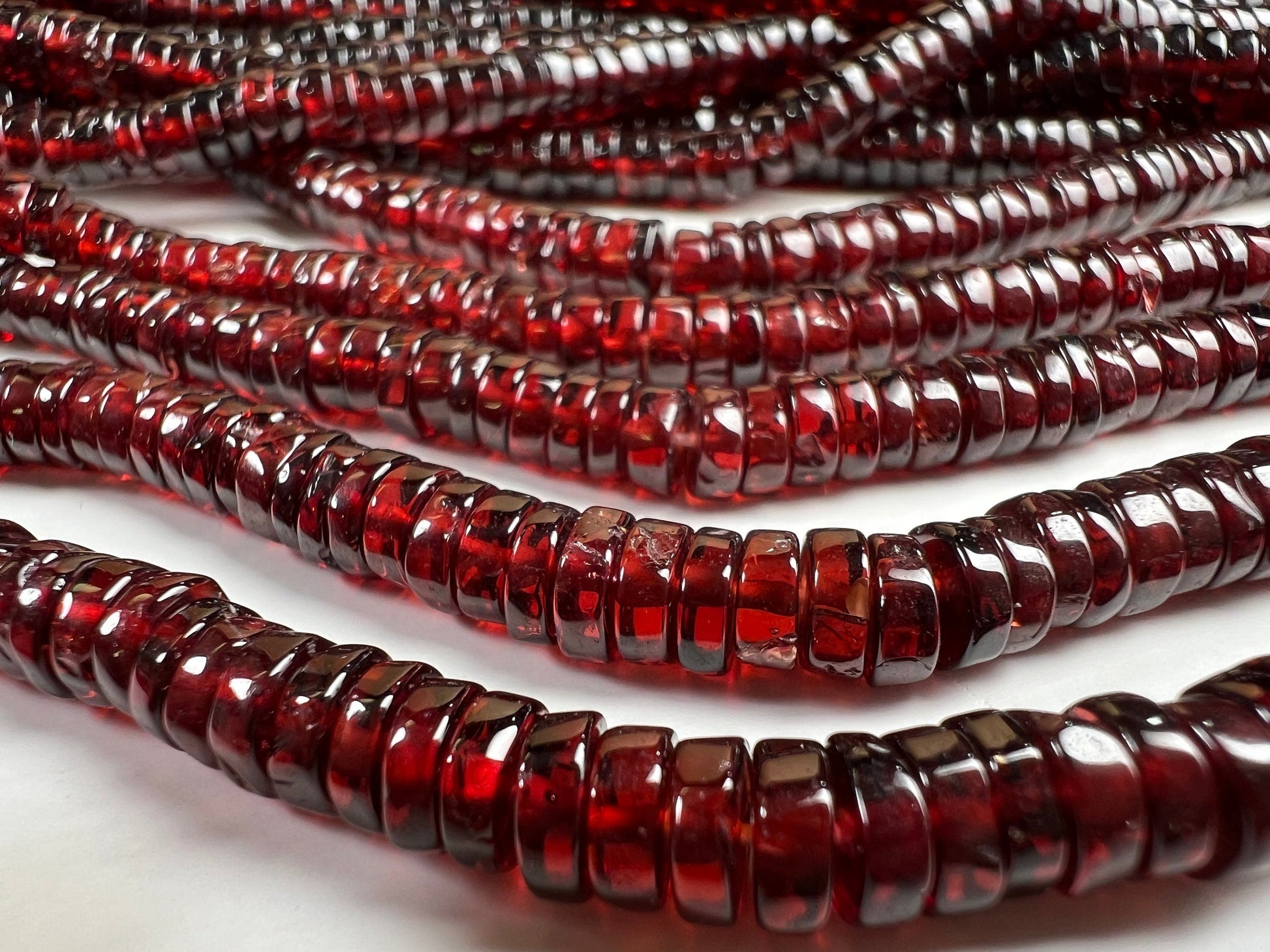 Mozambique Garnet smooth heishi tyre bead, Merlot Dark Red 5.5-6mm Jewelry Making Gemstone Beads, Heavy Weight Gemstone 7”,14” strand