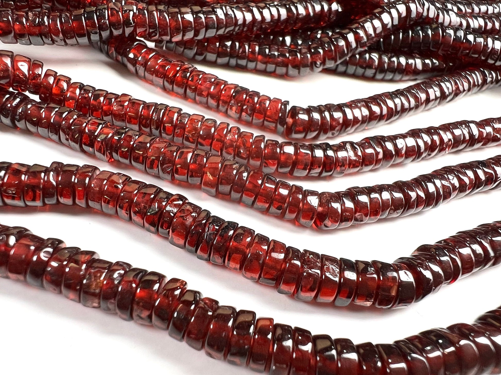 Mozambique Garnet smooth heishi tyre bead, Merlot Dark Red 5.5-6mm Jewelry Making Gemstone Beads, Heavy Weight Gemstone 7.5”,14” strand