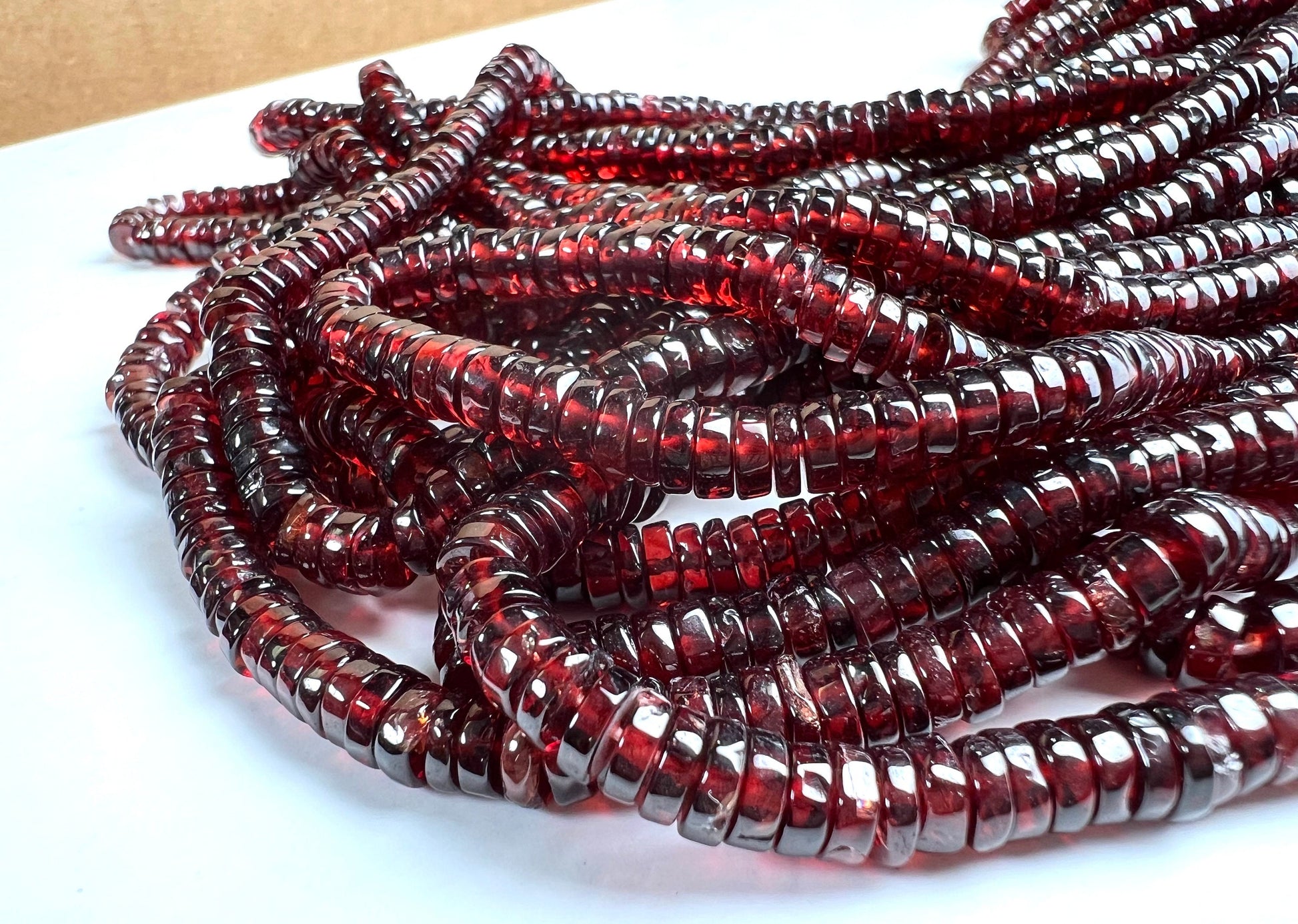 Mozambique Garnet smooth heishi tyre bead, Merlot Dark Red 5.5-6mm Jewelry Making Gemstone Beads, Heavy Weight Gemstone 7”,14” strand