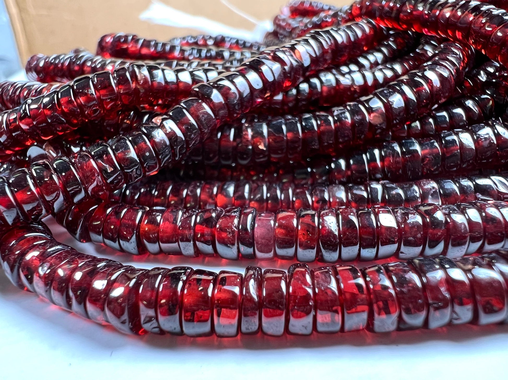 Mozambique Garnet smooth heishi tyre bead, Merlot Dark Red 5.5-6mm Jewelry Making Gemstone Beads, Heavy Weight Gemstone 7.5”,14” strand