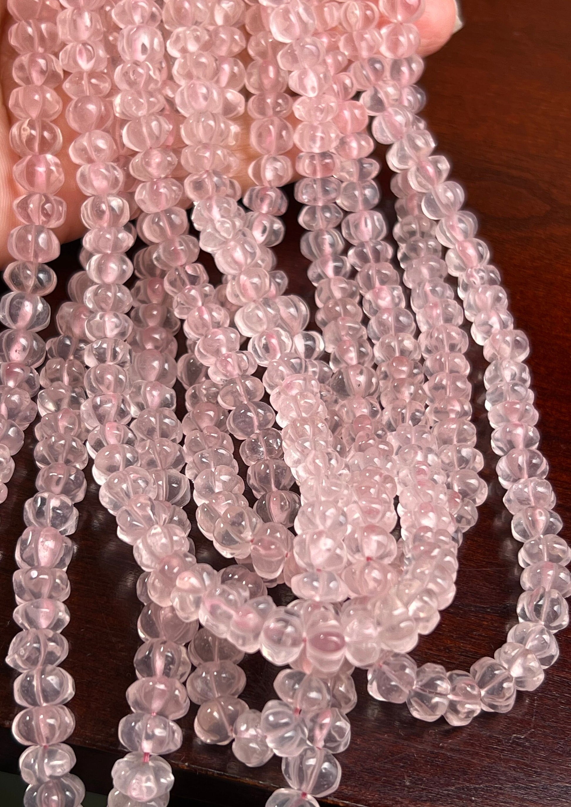 Natural Morganite Handcrafted Pumpkin Shape Melon carved Beads,7.5-8.5 Sold by Piece