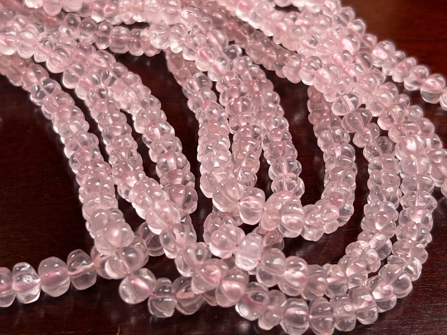 Natural Morganite Handcrafted Pumpkin Shape Melon carved Beads,7.5-8.5 Sold by Piece