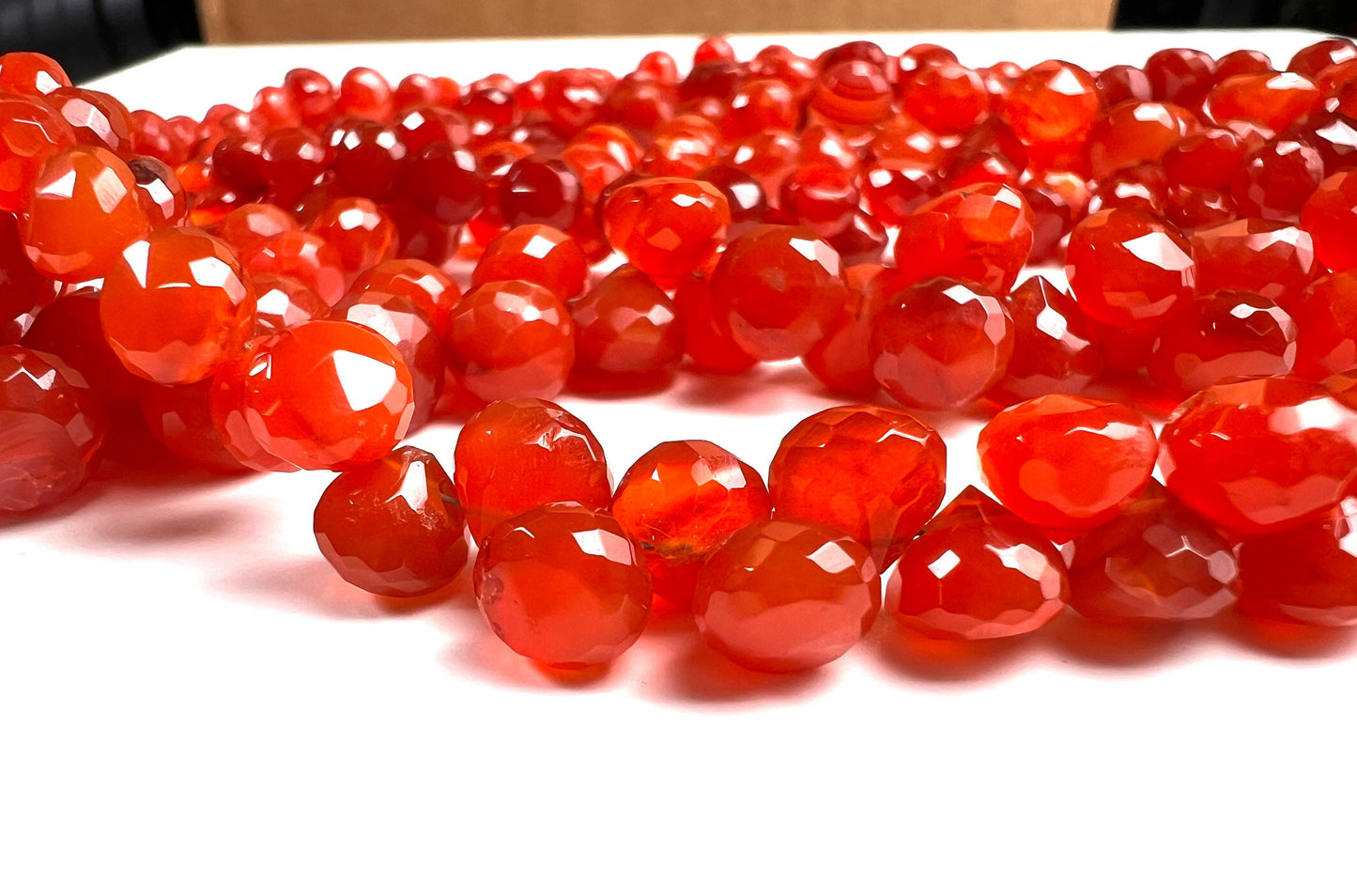 Natural Carnelian Faceted onion Drop 7-8mm, Jewelry Making Natural Orange Carnelian Onion Shape drop Gemstone Orange Beads by pieces