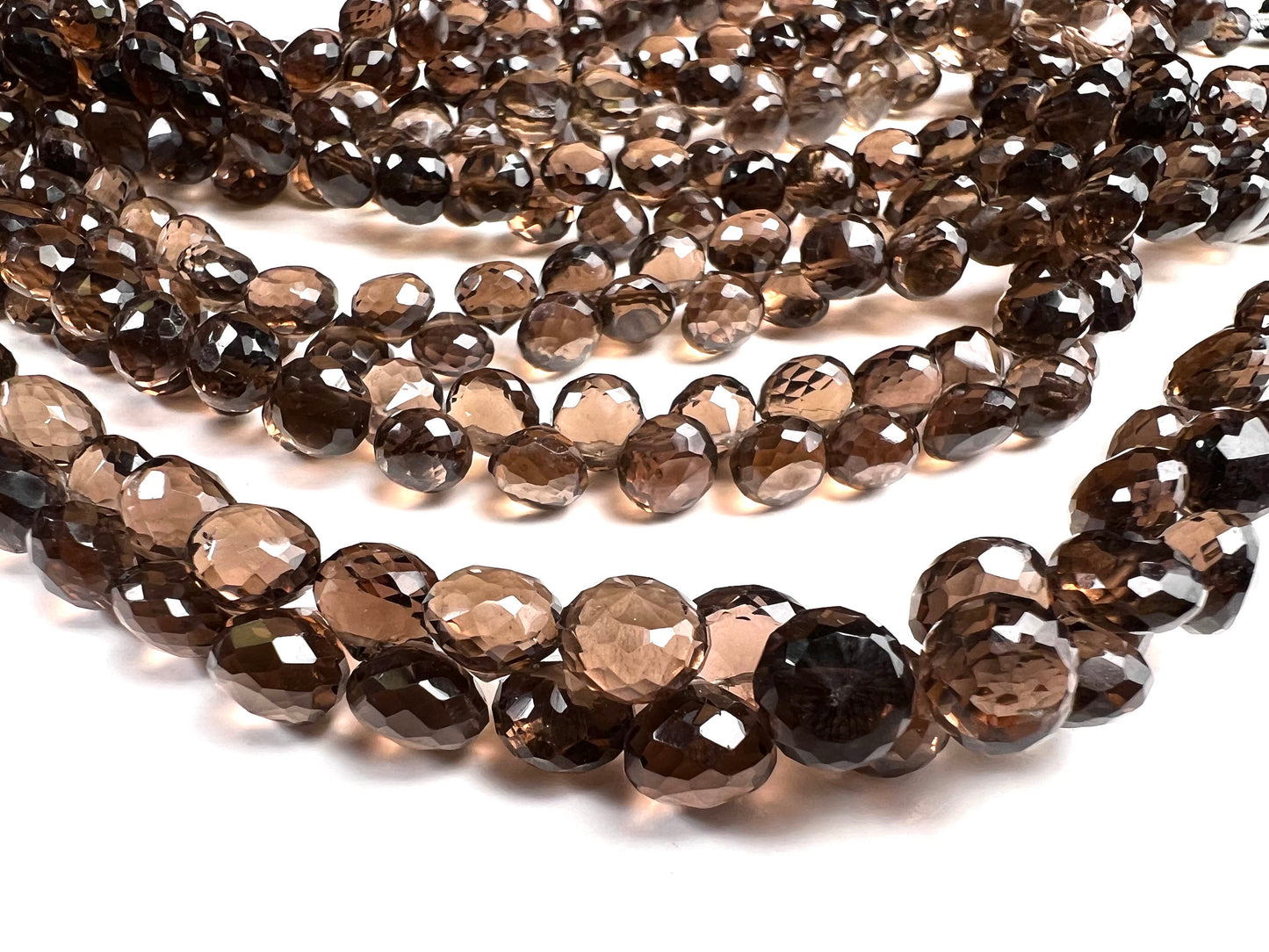 Natural Smokey Quartz Faceted Onion Shape 7-8.5mm, Natural AAA Quality smoke Quartz Briolette Jewelry Making Necklace, Bracelet Beads By pc