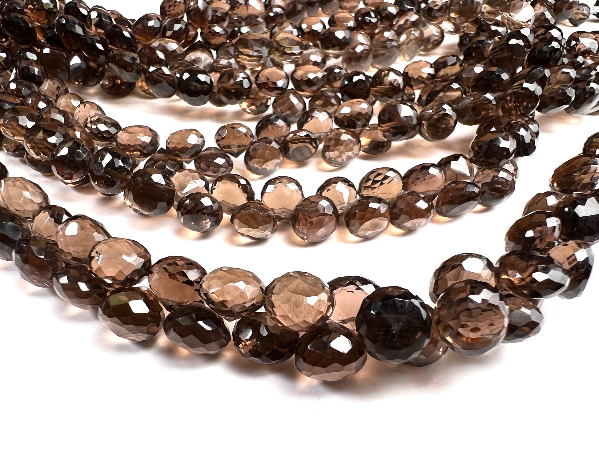 Natural Smokey Quartz Faceted Onion Shape 6-10mm, Natural AAA Quality smoke Quartz Briolette Jewelry Making Necklace, Bracelet Beads