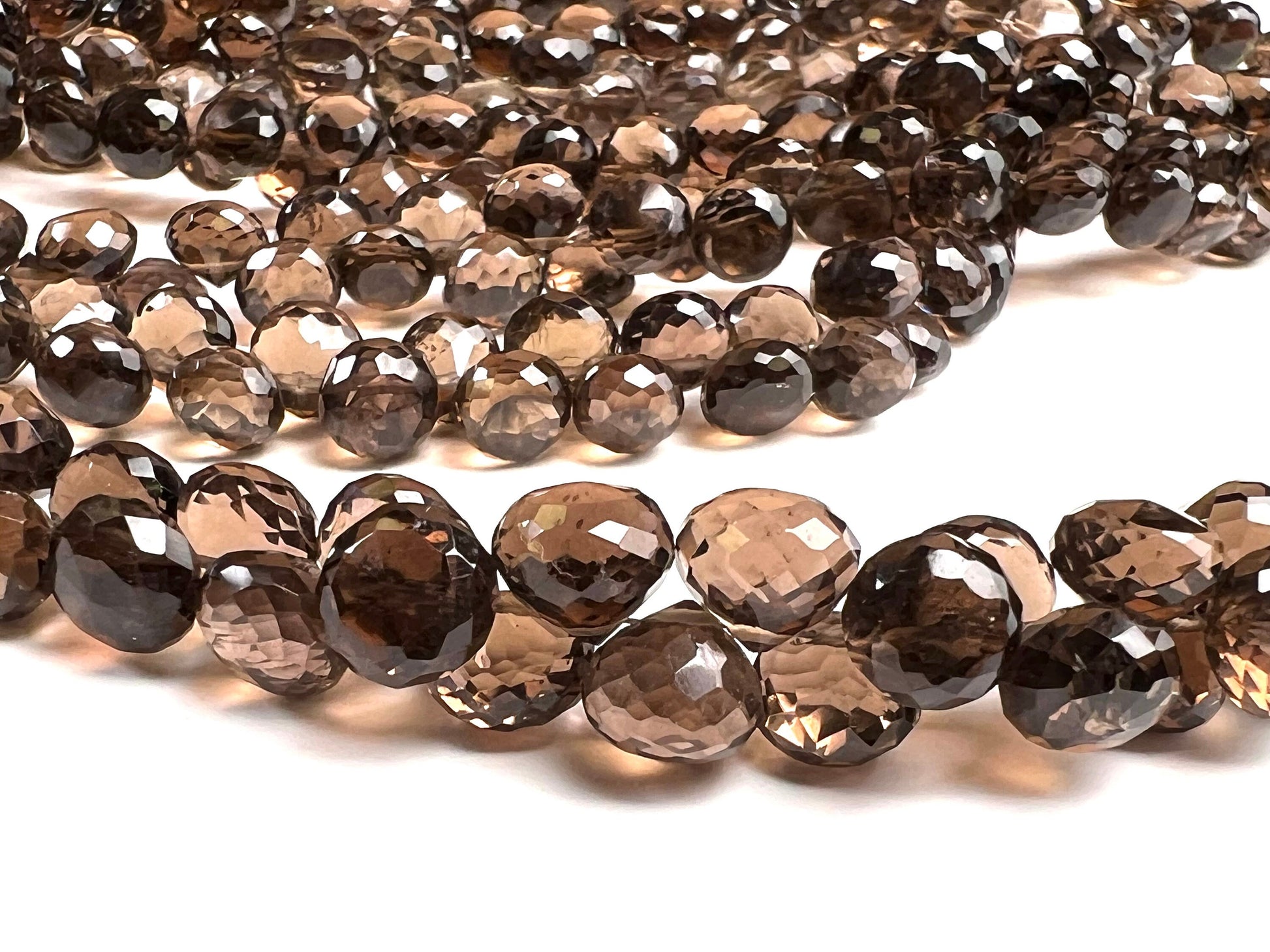 Natural Smokey Quartz Faceted Onion Shape 7-8.5mm, Natural AAA Quality smoke Quartz Briolette Jewelry Making Necklace, Bracelet Beads By pc