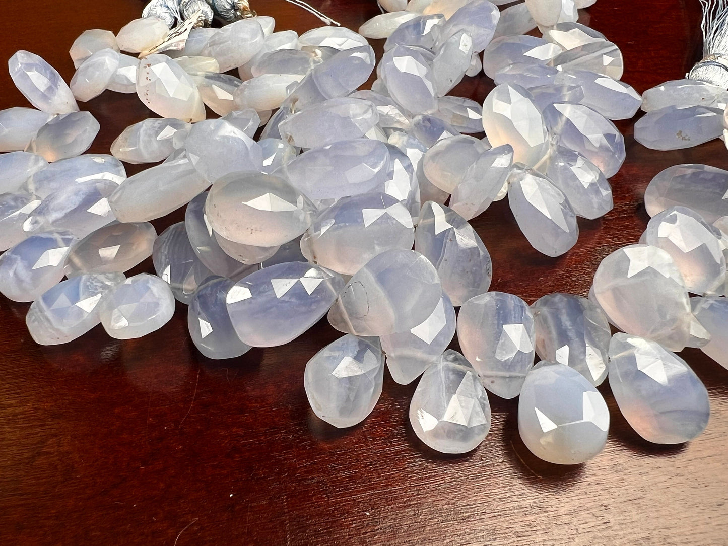 Natural Sky Blue Chalcedony Briolette Faceted 9x15mm large Drop Jewelry Making Gemstone beads 4pcs, 10cs, 20 pcs