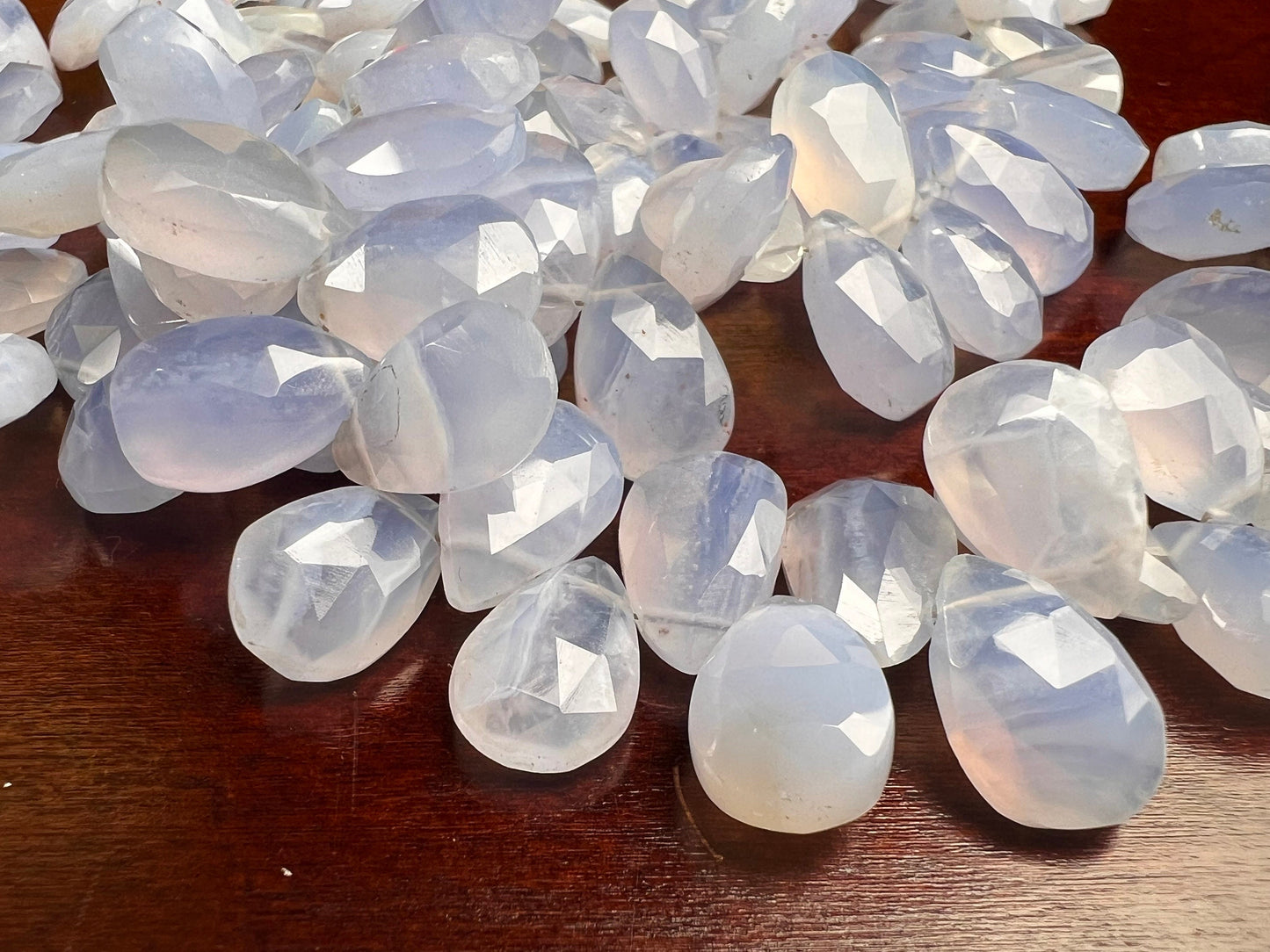 Natural Sky Blue Chalcedony Briolette Faceted 9x15mm large Drop Jewelry Making Gemstone beads 4pcs, 10cs, 20 pcs