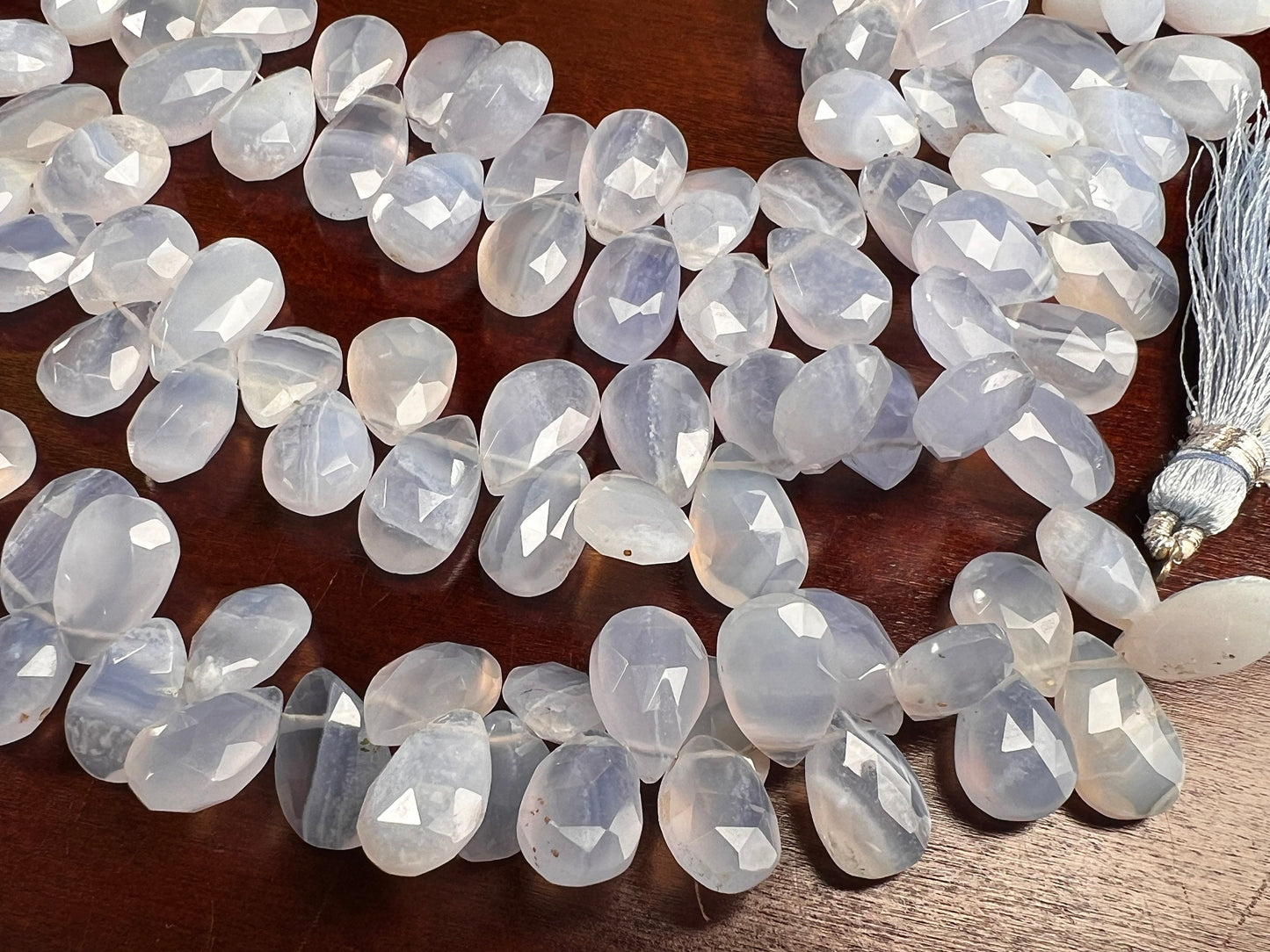 Natural Sky Blue Chalcedony Briolette Faceted 9x15mm large Drop Jewelry Making Gemstone beads 4pcs, 10cs, 20 pcs