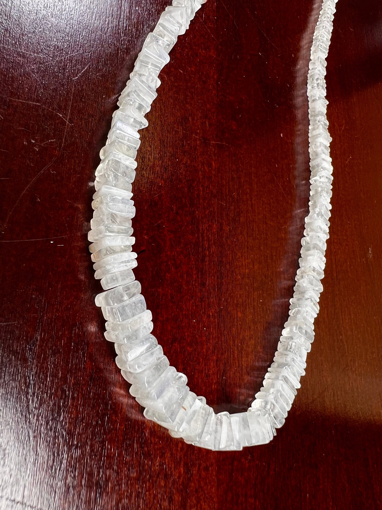 Natural Rainbow Moonstone square heishi 4-7.5mm graduated silver Necklace Healing, Energy, Gift
