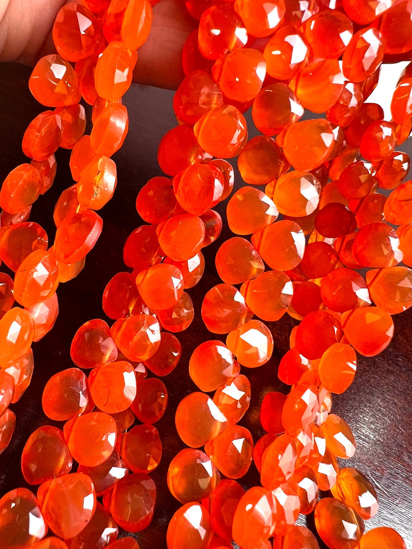 Natural Carnelian Faceted Heart drop 7-7.5mm Jewelry Making Natural orange Gemstone drop Beads