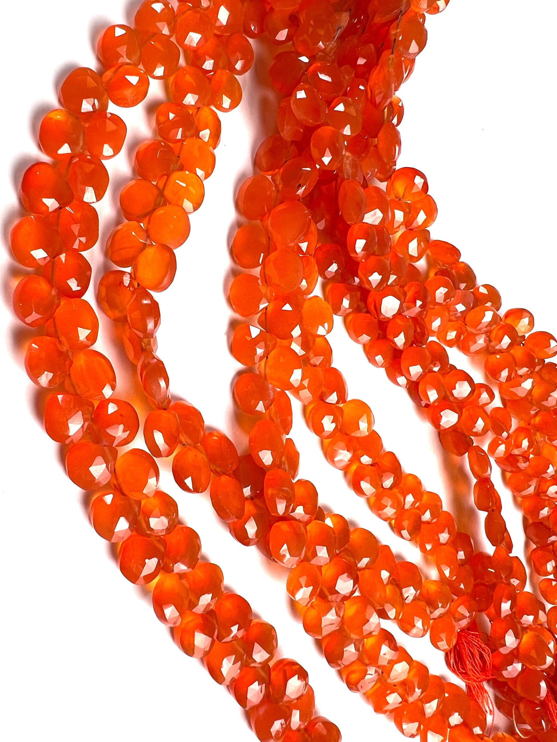 Natural Carnelian Faceted Heart drop 7-7.5mm Jewelry Making Natural orange Gemstone drop Beads