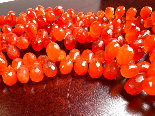 Natural Carnelian Faceted Teardrop 7x10-11mm Jewelry Making Natural Orange Carnelian Briolette drop Gemstone Orange Beads by pieces