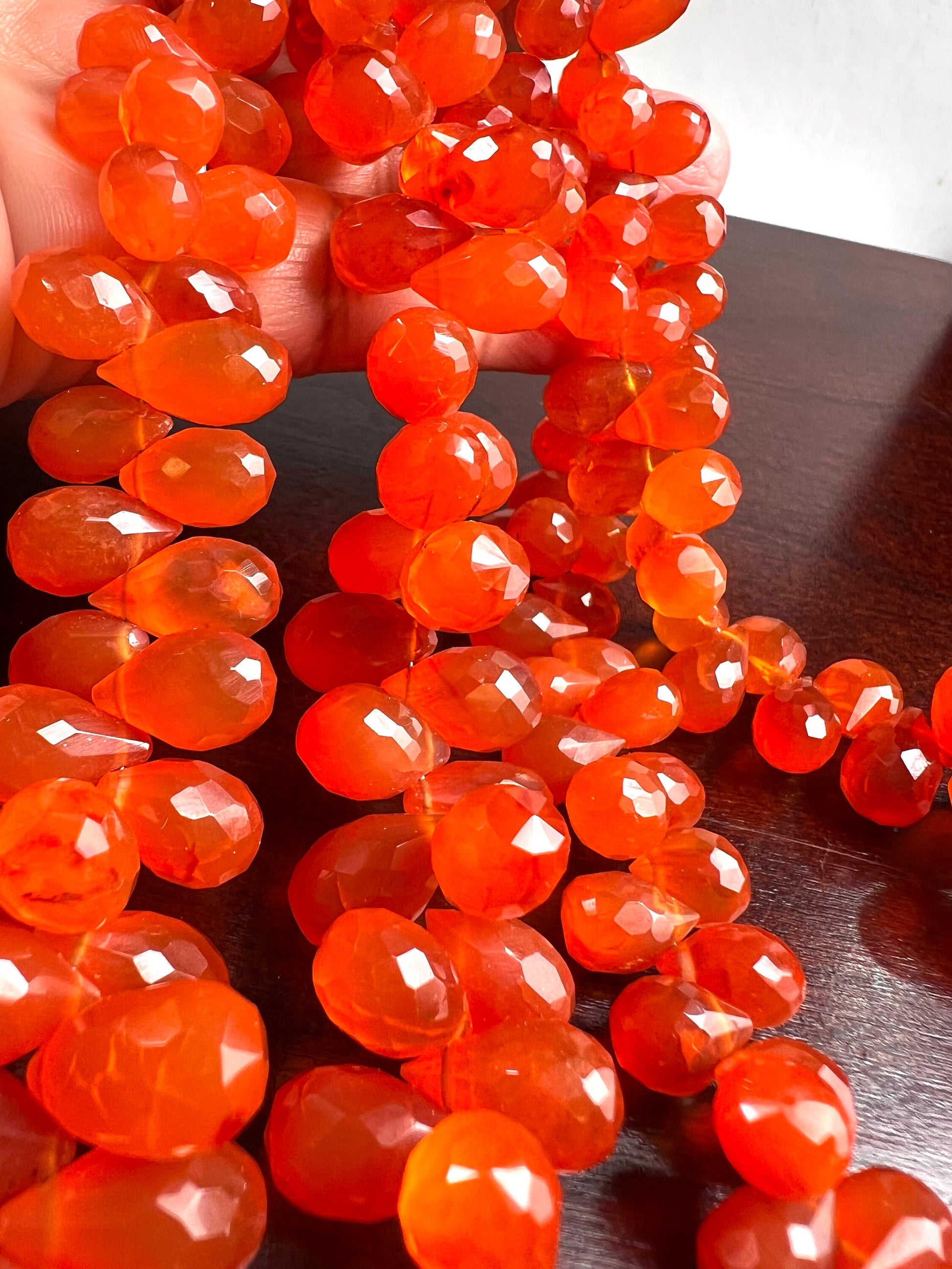 Natural Carnelian Faceted Teardrop 5.5-8.5mm Jewelry Making Natural Orange Carnelian Briolette drop Gemstone Orange