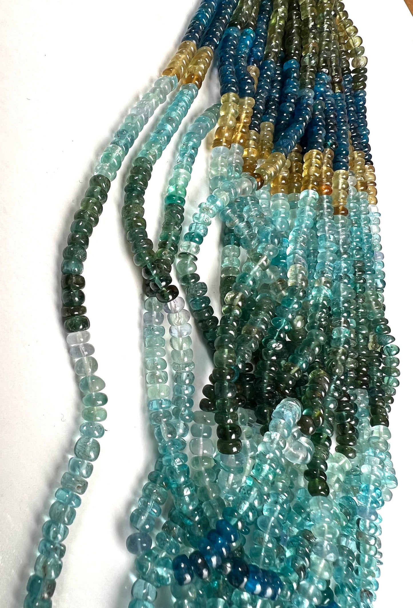 Natural Apatite blue green shaded 4.5-5mm smooth roundel beads for jewelry making roundel beads 8",16" strand