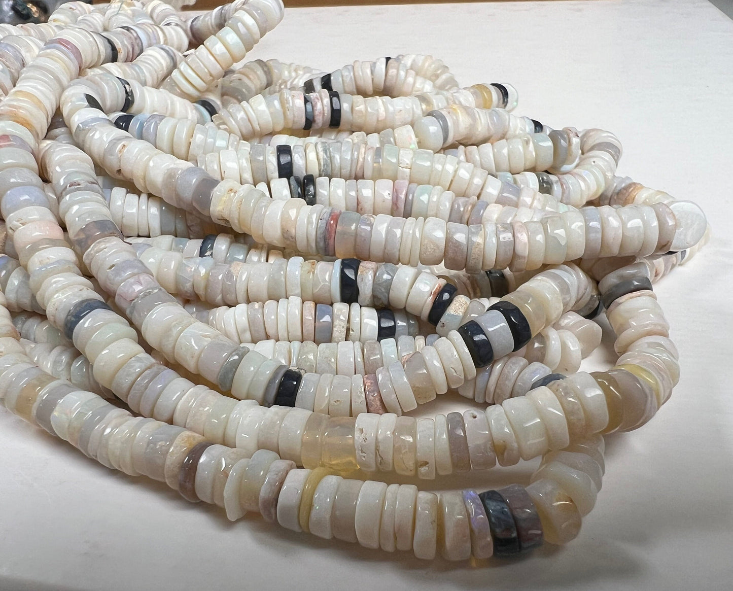 Natural Australian Opal 6-6.5mm Smooth heishi tyre Roundel Jewelry Making Gemstone Beads 7" , 14" Strand