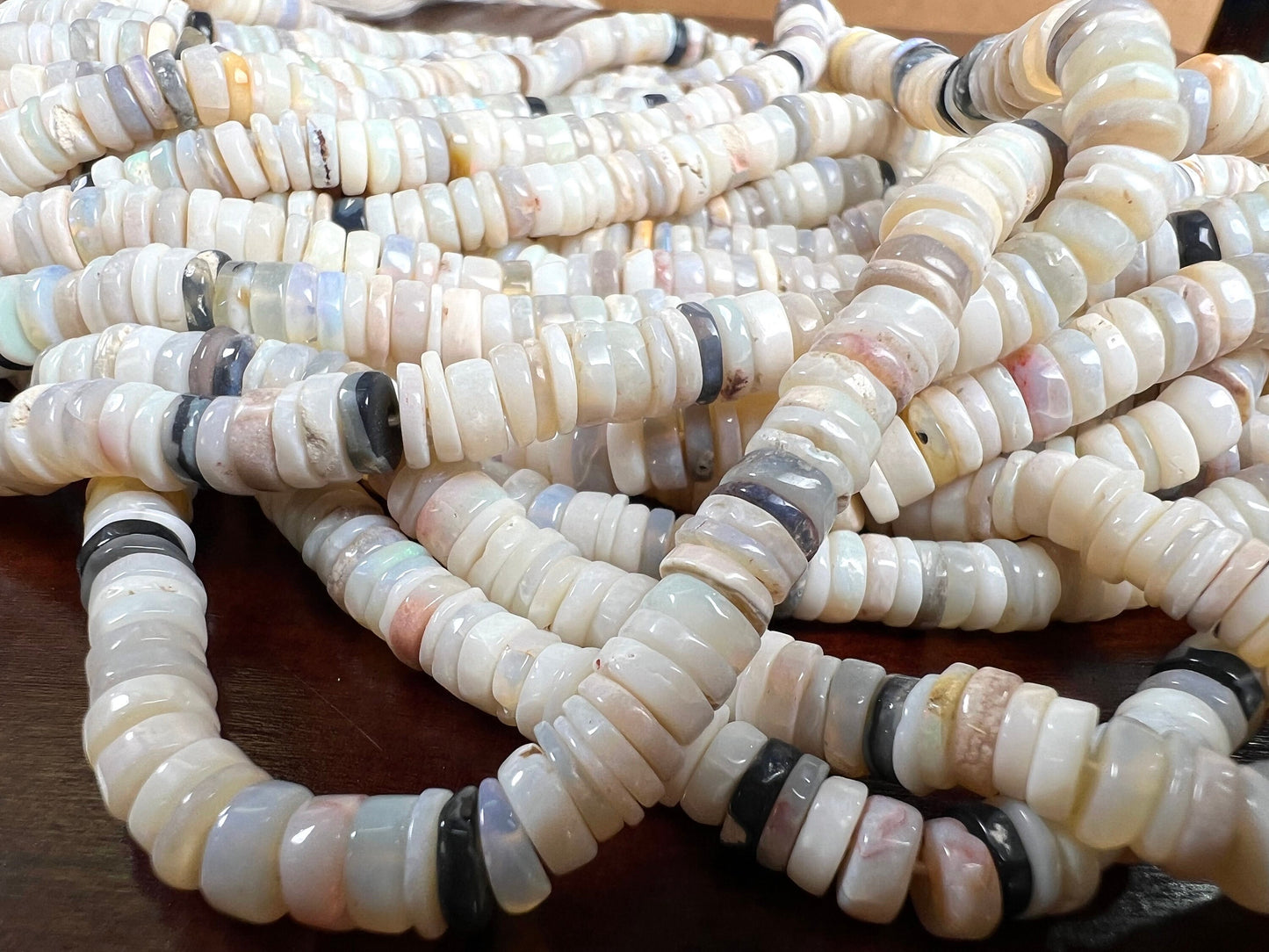 Natural Australian Opal 6-6.5mm Smooth heishi tyre Roundel Jewelry Making Gemstone Beads 7" , 14" Strand