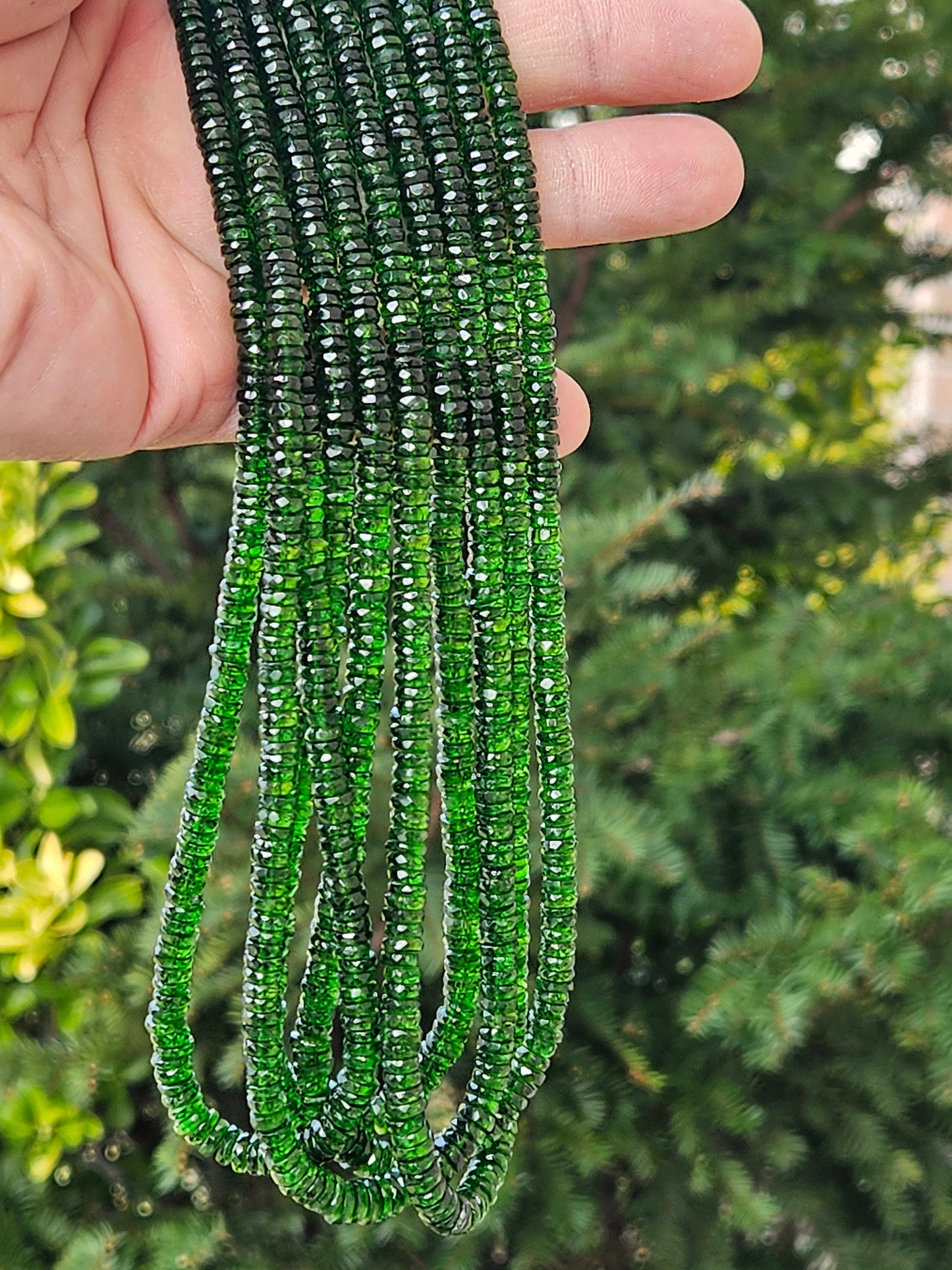 Natural Chrome Diopside 5-6mm Faceted wheel heishi tyre Beads, AAA High Quality Rare beautiful dark Green Chrome diopside Bead 6”,12” st