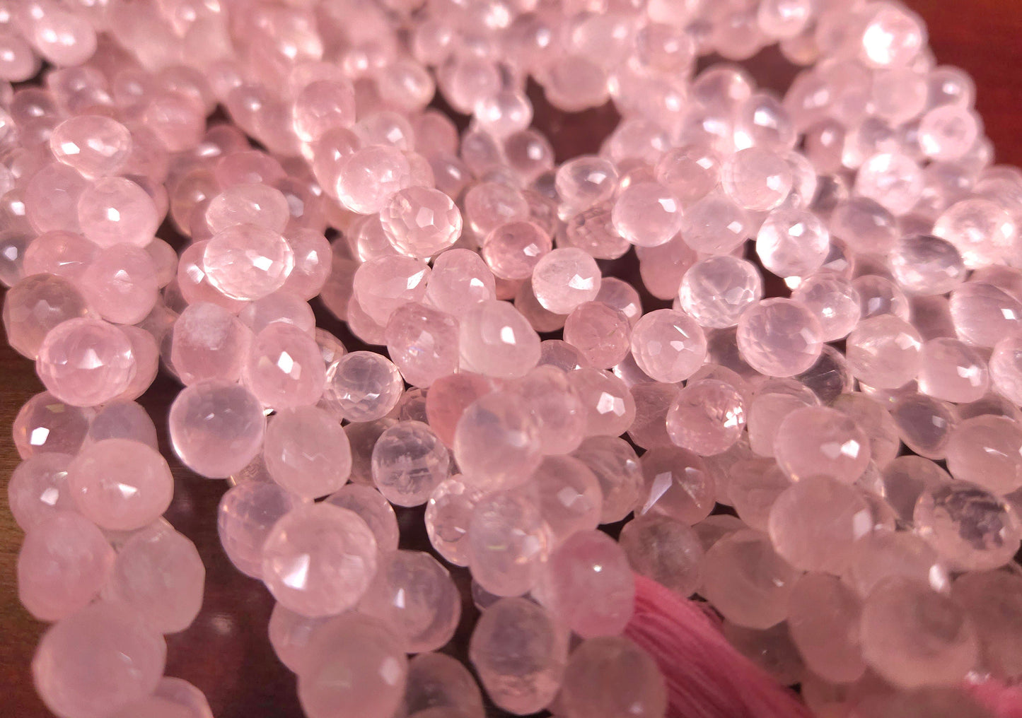 Madagascar Rose Quartz Onion drop, narural rose Quartz Faceted Onion 6-8mm Drop for Jewelry Making 4pcs, 10cs, 20 pcs