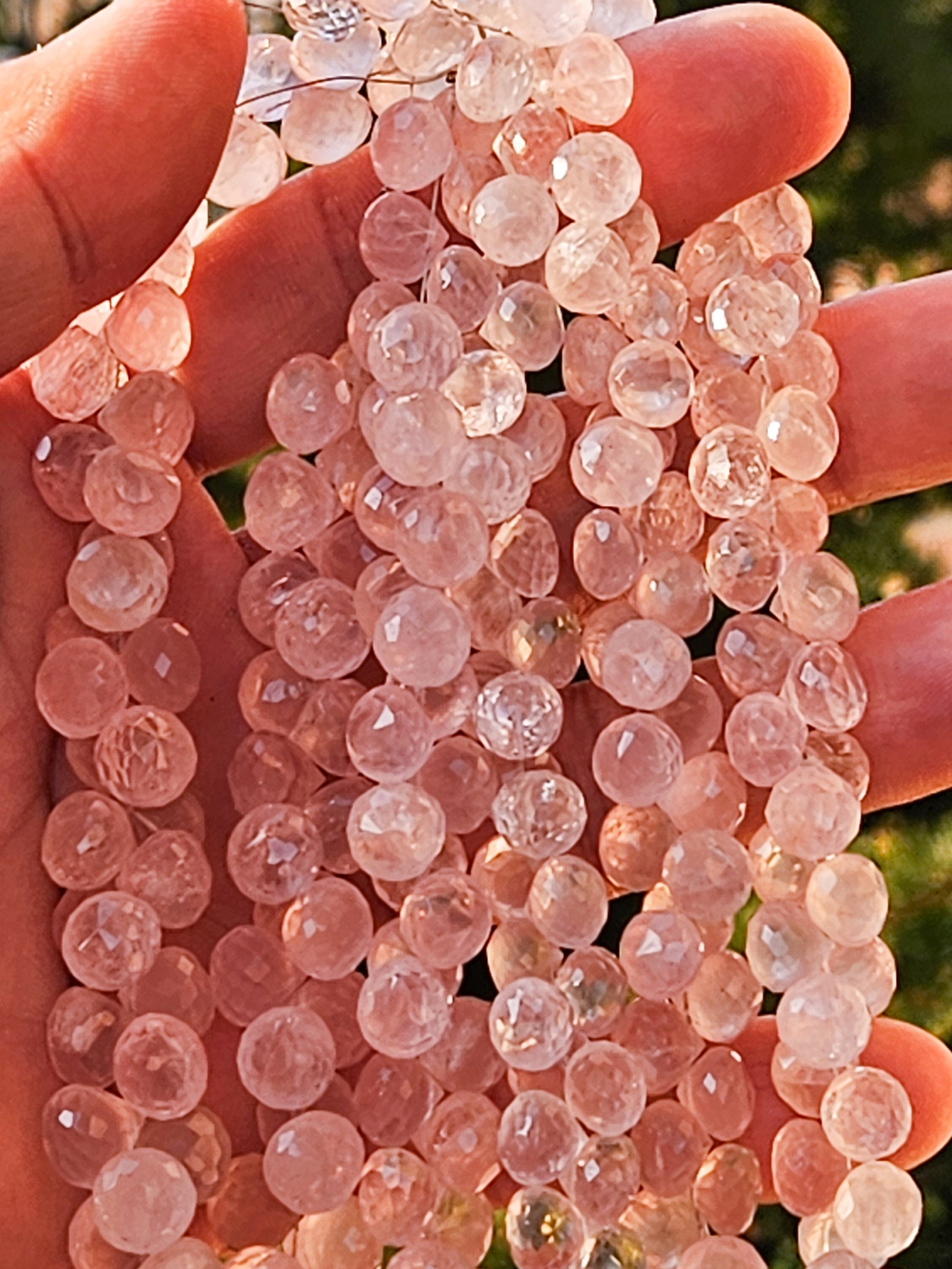 Madagascar Rose Quartz Onion drop, narural rose Quartz Faceted Onion 6-8mm Drop for Jewelry Making 4pcs, 10cs, 20 pcs