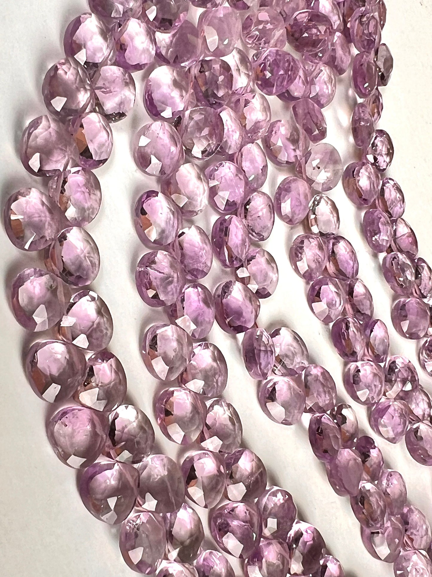 Natural Pink Amethyst Faceted heart drop 8.5-9mm icy lavender pink for Jewelry Making Gemstone Beads . 10, 20, 30 pcs