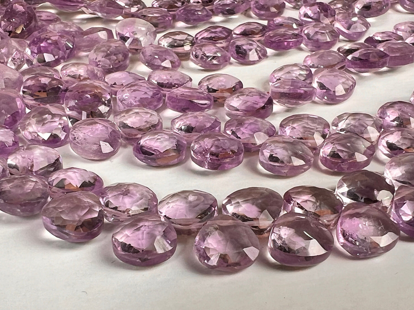 Natural Pink Amethyst Faceted heart drop 8.5-9mm icy lavender pink for Jewelry Making Gemstone Beads . 10, 20, 30 pcs