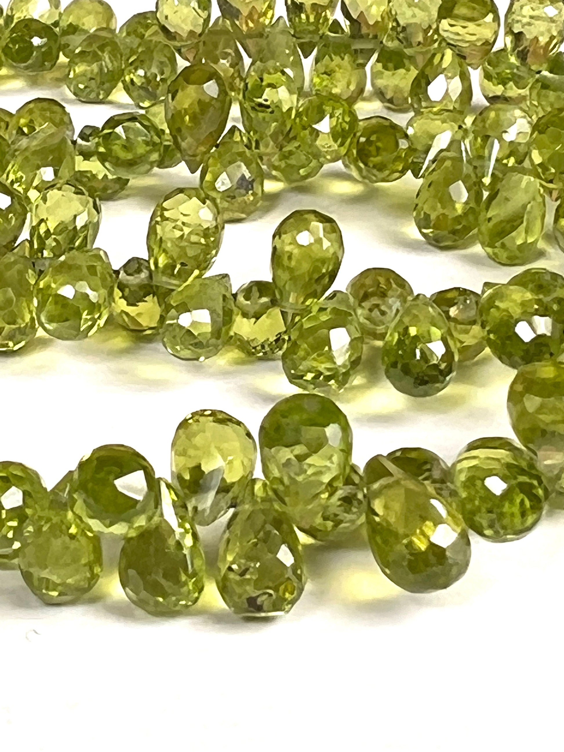 Peridot Briolette drop AAA quality Faceted Teardrop 4-5x6.5-8mm Gemstone Jewelry Making Beads 10 pcs, 20 pcs