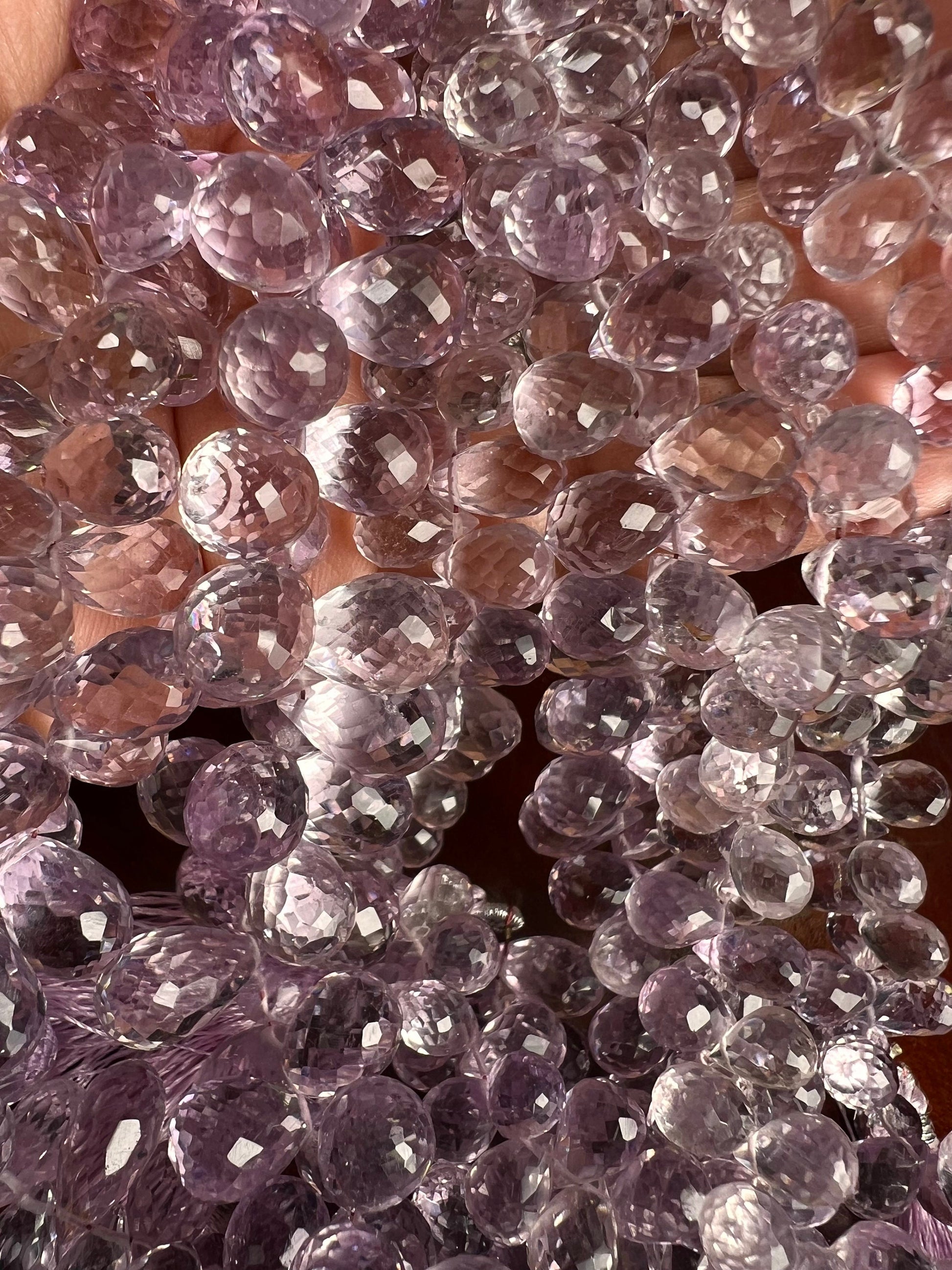 Natural Pink Amethyst Faceted tear drop 6.5x10-8.5x13.5-14mm icy lavender pink for Jewelry Making Gemstone Beads10, 20, 30 pcs