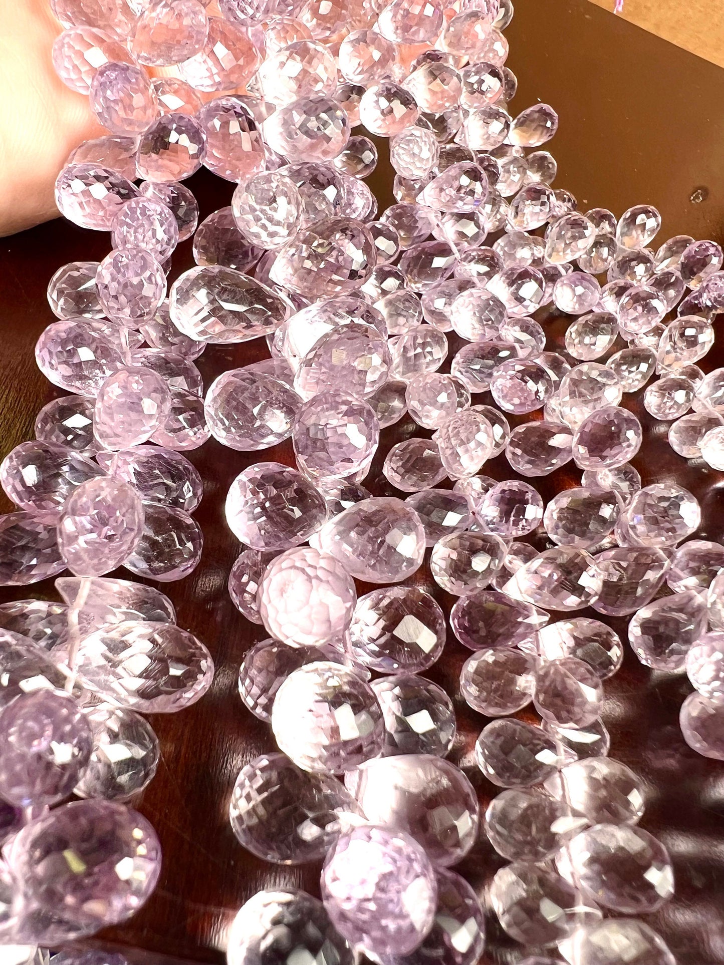 Natural Pink Amethyst Faceted tear drop 6.5x10-8.5x13.5-14mm icy lavender pink for Jewelry Making Gemstone Beads10, 20, 30 pcs