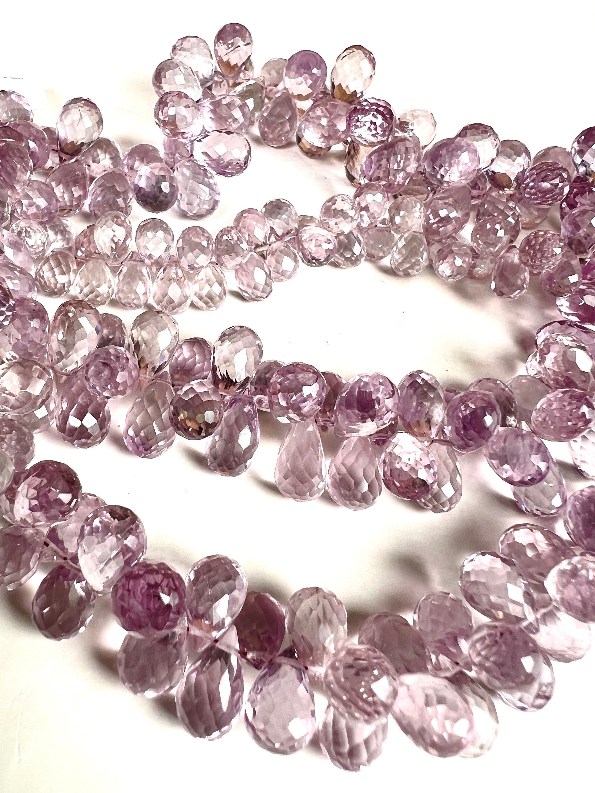 Natural Pink Amethyst Faceted tear drop 6.5x10-8.5x13.5-14mm icy lavender pink for Jewelry Making Gemstone Beads10, 20, 30 pcs