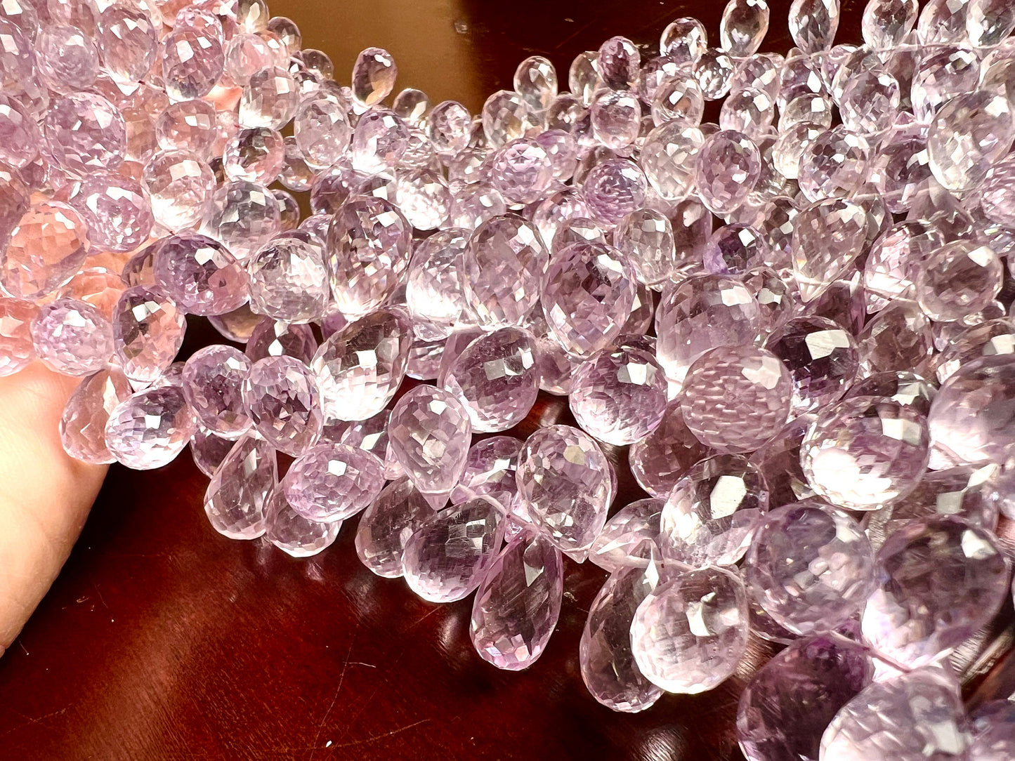 Natural Pink Amethyst Faceted tear drop 6.5x10-8.5x13.5-14mm icy lavender pink for Jewelry Making Gemstone Beads10, 20, 30 pcs