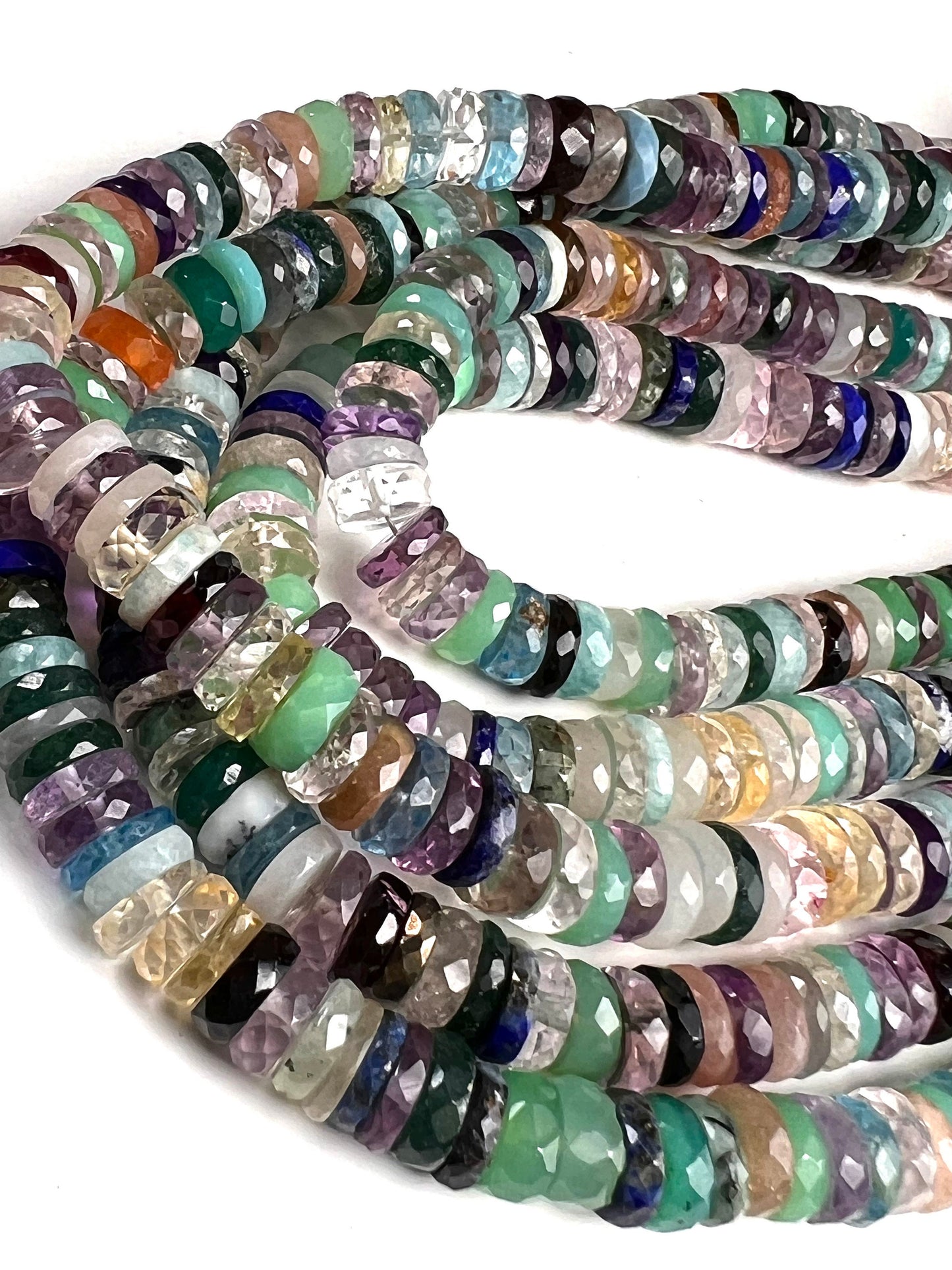 Multi Gemstone Disco Faceted heishi tyre wheel shape roundel. AAA High quality beautiful Natural gemstones jewelry making 4”,8” strand.