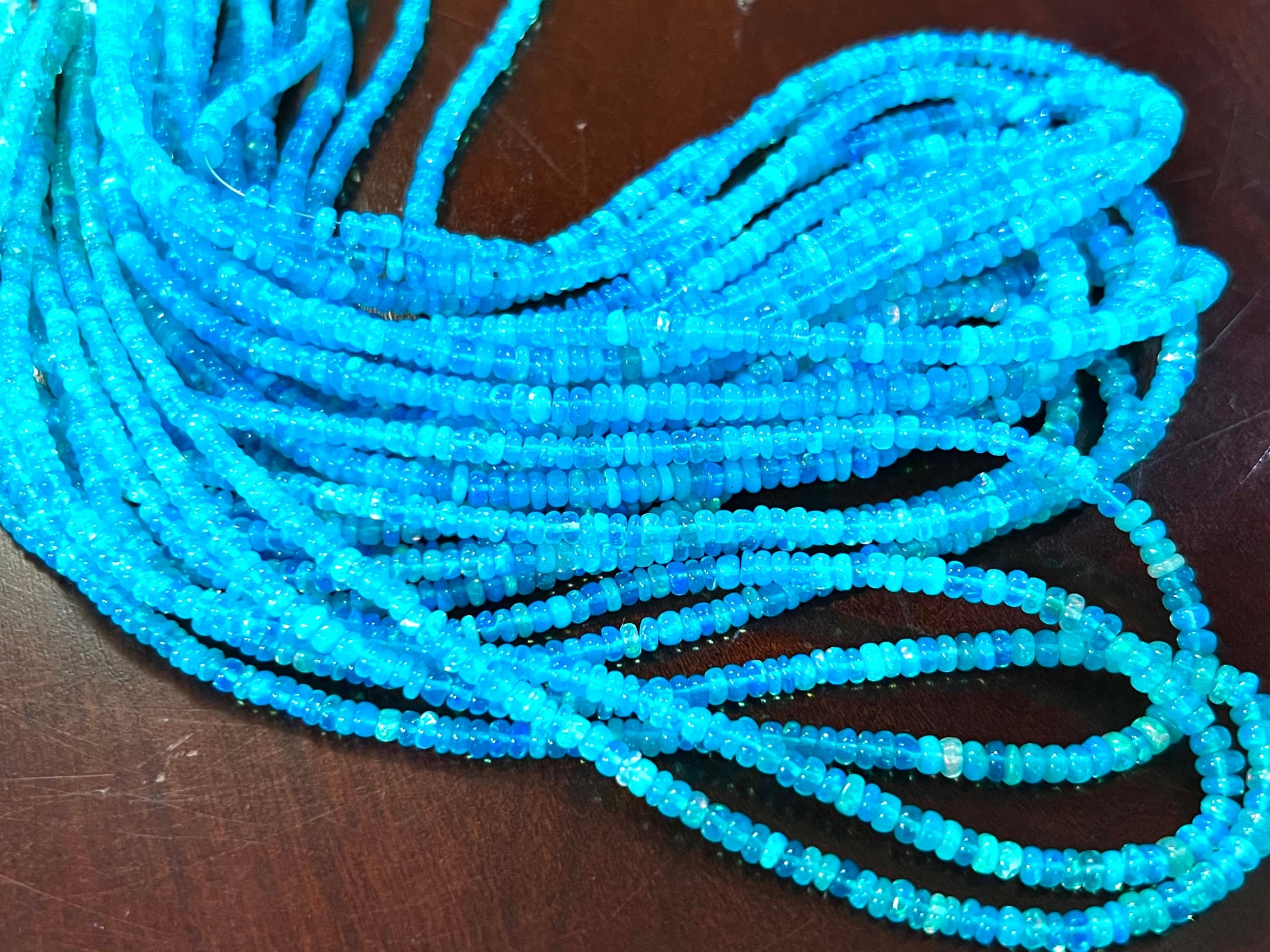 Ethiopian opal fire Opal Welo Opal Aqua blue 2-4mm smooth roundel,AAA quality fiery Opal for jewelry making beads 7",14" strand