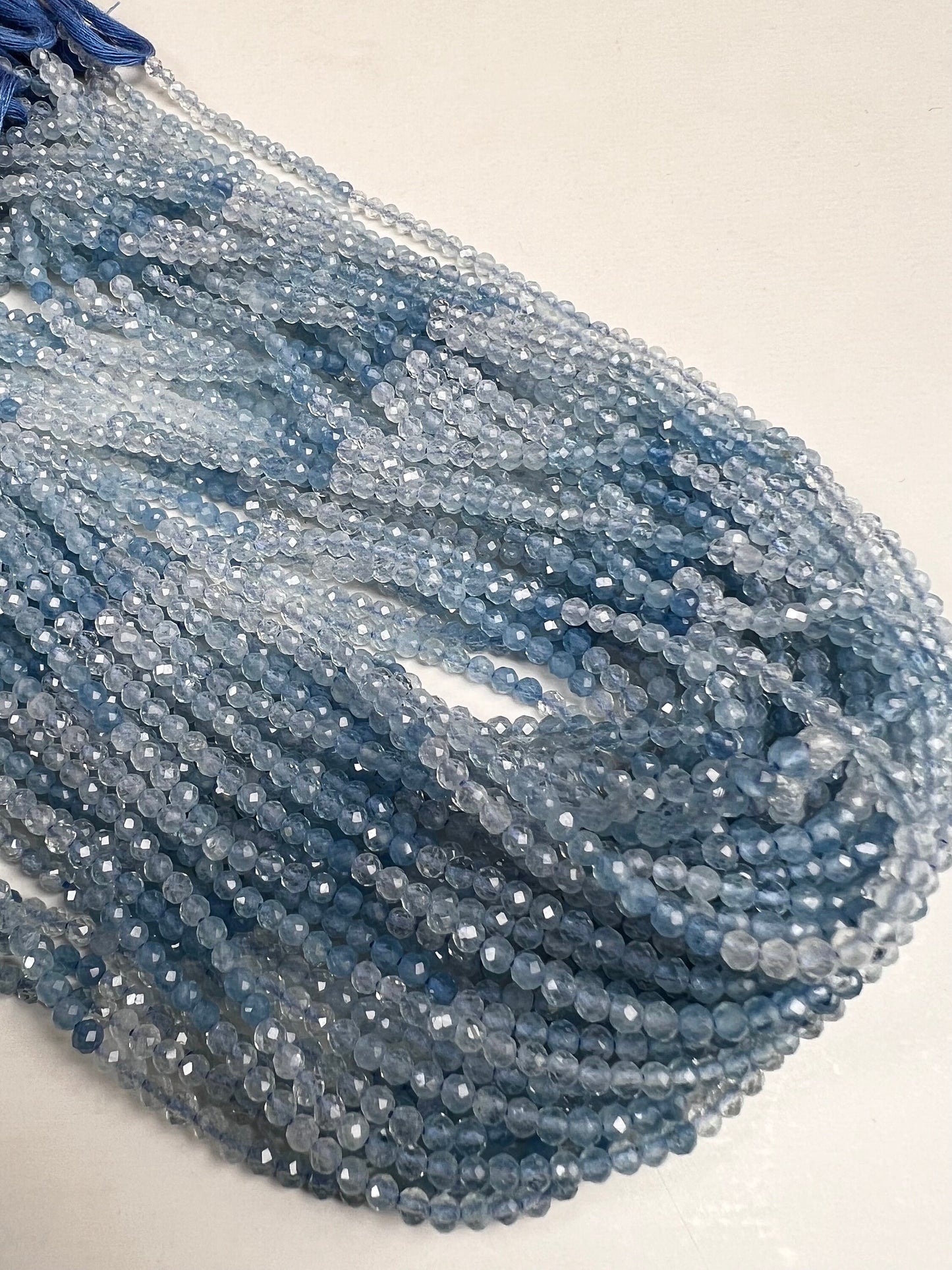 Aquamarine Faceted 3mm blue shaded Round micro cut AAA clear quality Jewelry Making natural Gemstone Beads 12.5" Strand.