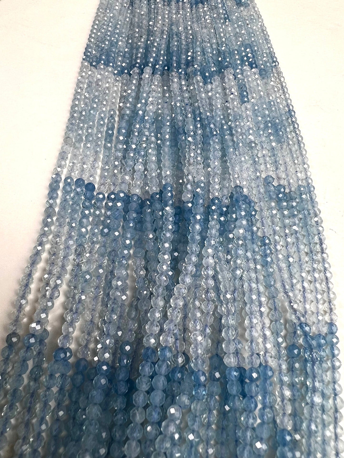 Aquamarine Faceted 3mm blue shaded Round micro cut AAA clear quality Jewelry Making natural Gemstone Beads 12.5" Strand.