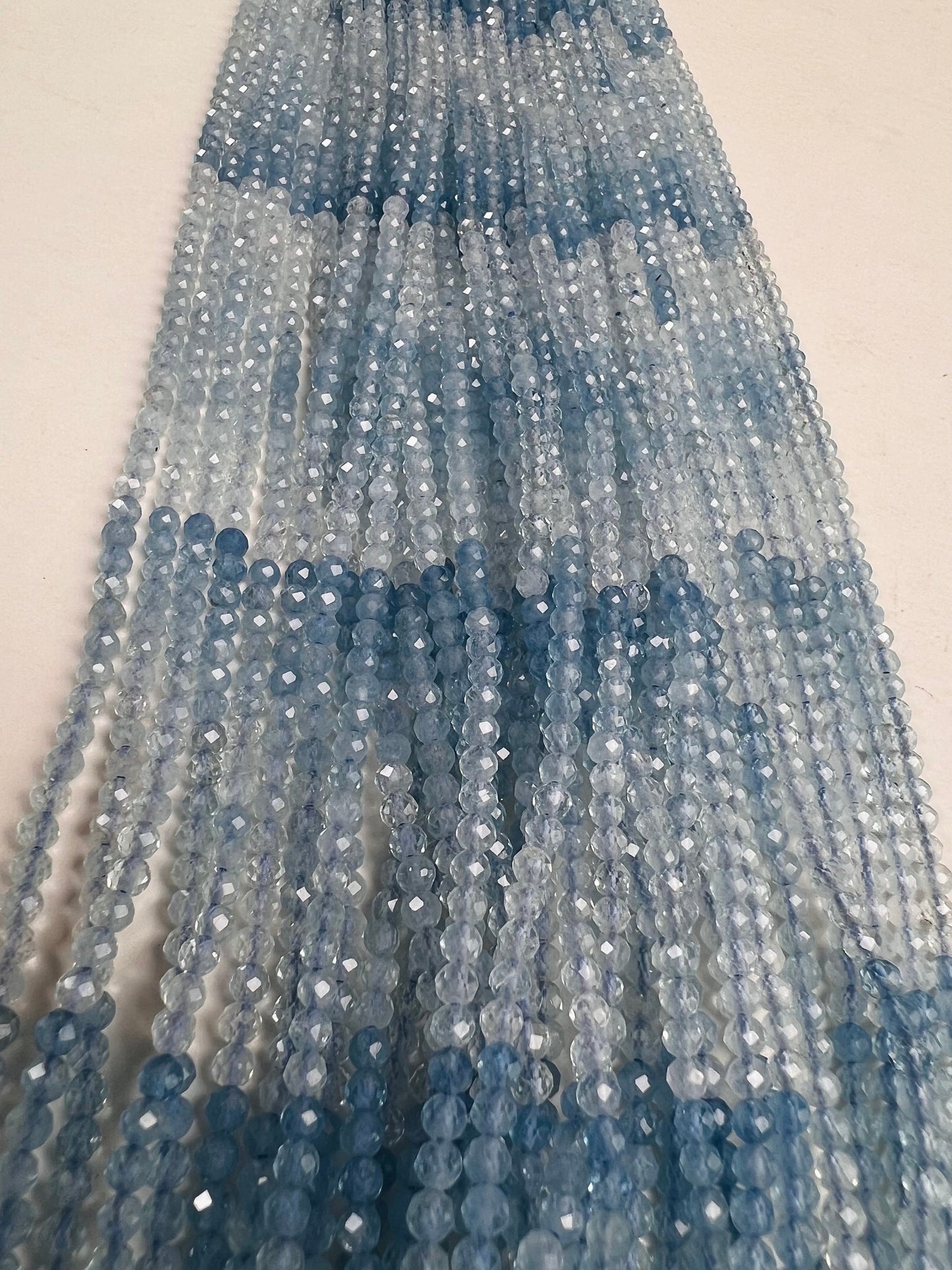 Aquamarine Faceted 3mm blue shaded Round micro cut AAA clear quality Jewelry Making natural Gemstone Beads 12.5" Strand.