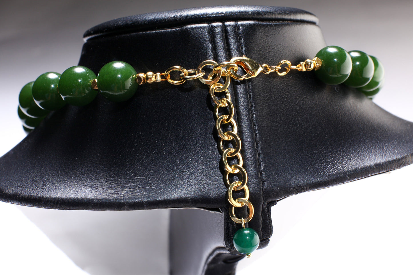 Canadian Nephrite Jade Necklace 12mm Gold Electroplated Elegant natural gemstone gift