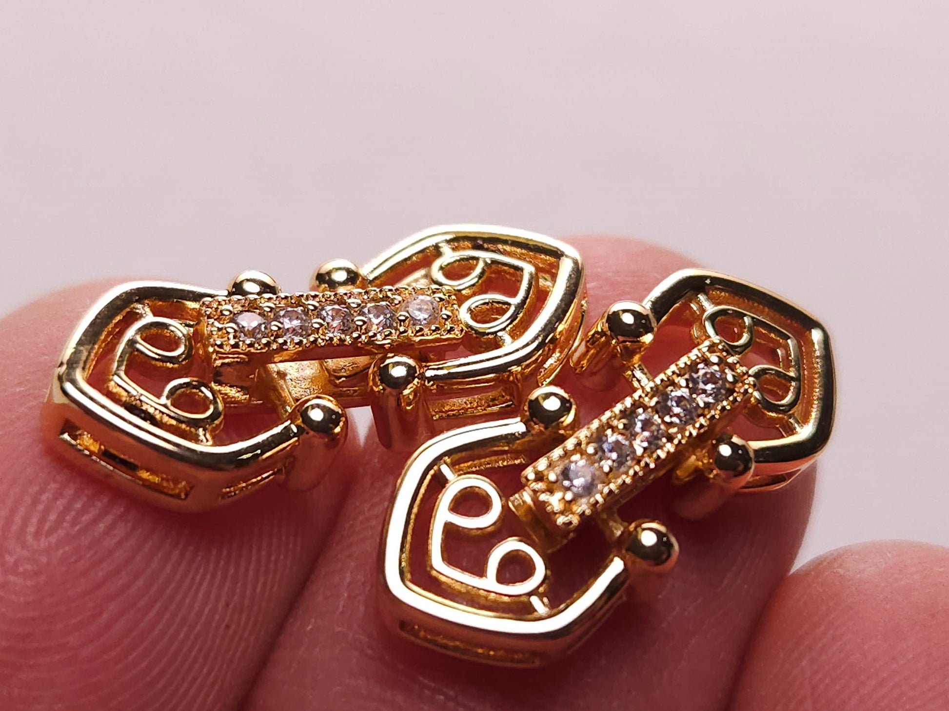 Cubic Zirconia CZ diamond clasp Sterling Silver Rhodium, Vermeil fancy Clasp, high end jewelry making clasp. 25mm long.