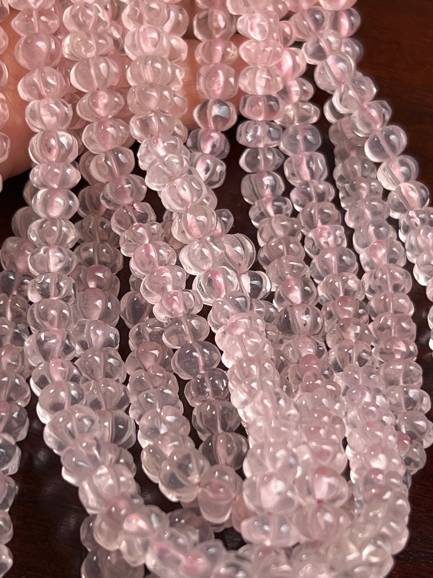 Natural Morganite Handcrafted Pumpkin Shape Melon carved Beads,7.5-8.5 Sold by Piece