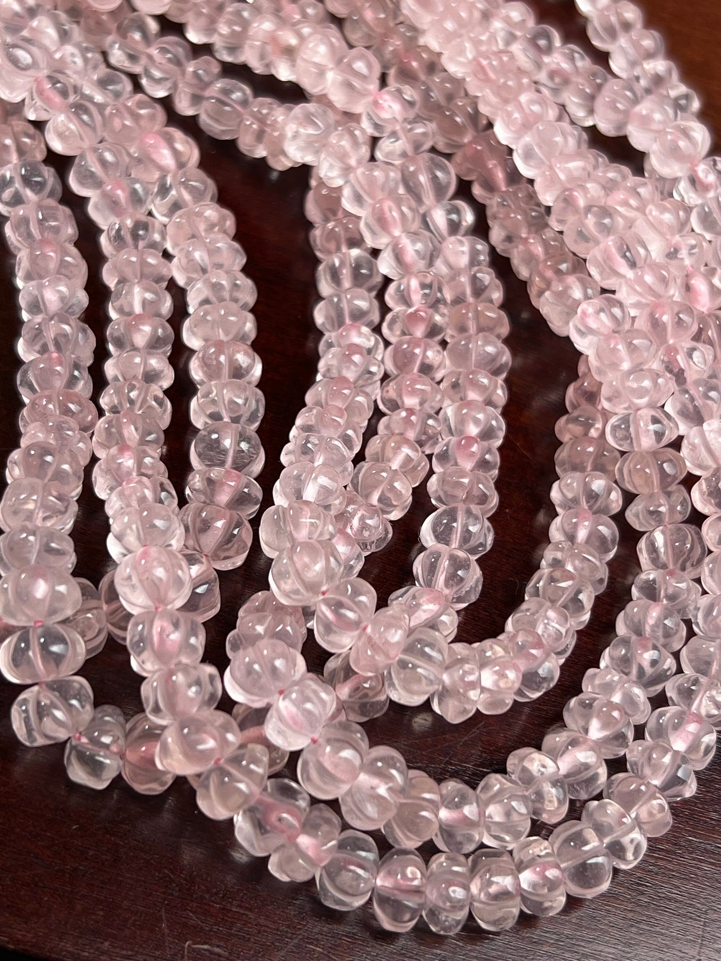 Natural Morganite Handcrafted Pumpkin Shape Melon carved Beads,7.5-8.5 Sold by Piece