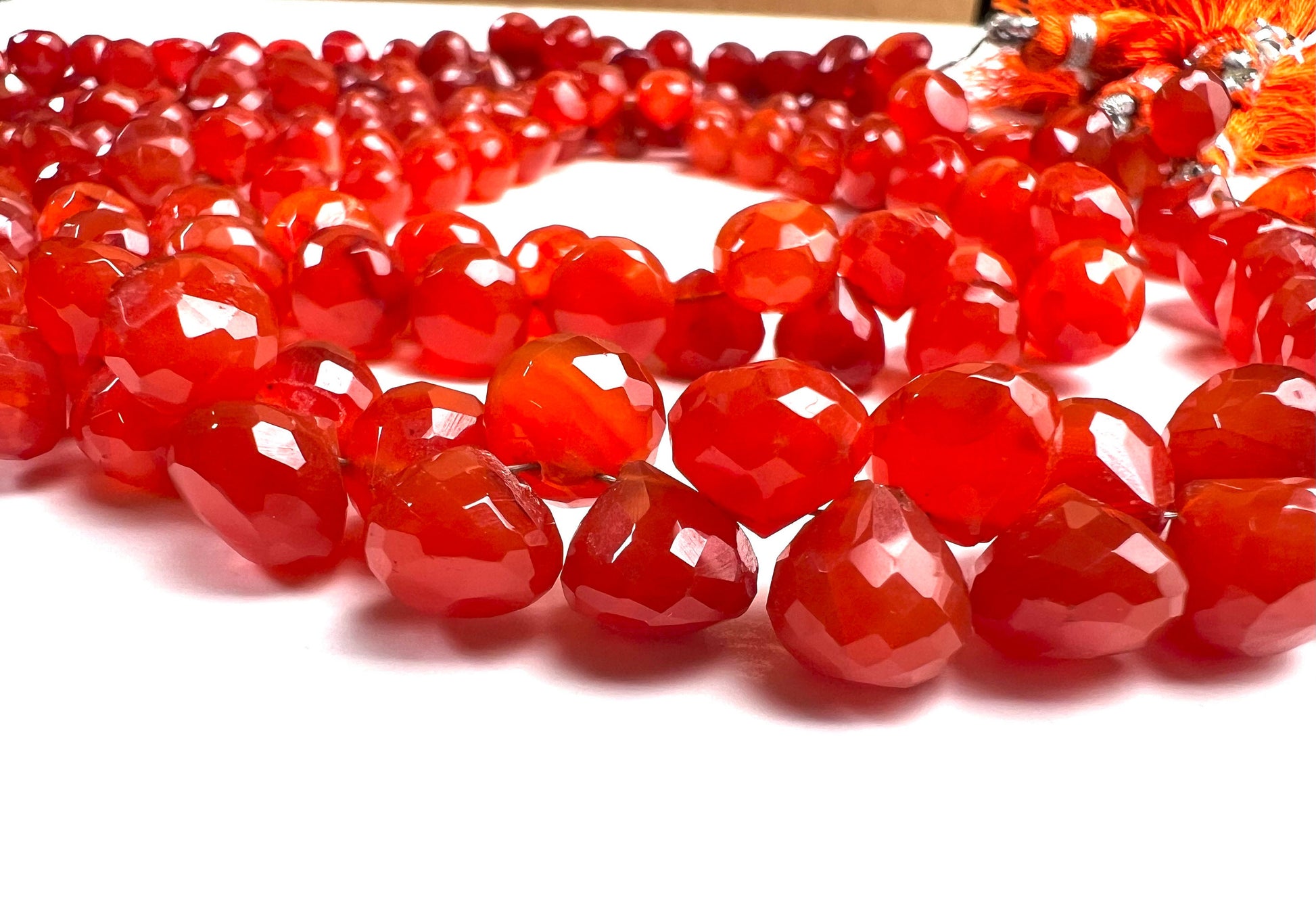 Natural Carnelian Faceted onion Drop 7-8mm, Jewelry Making Natural Orange Carnelian Onion Shape drop Gemstone Orange Beads by pieces