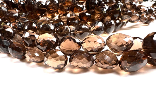 Natural Smokey Quartz Faceted Onion Shape 6-10mm, Natural AAA Quality smoke Quartz Briolette Jewelry Making Necklace, Bracelet Beads